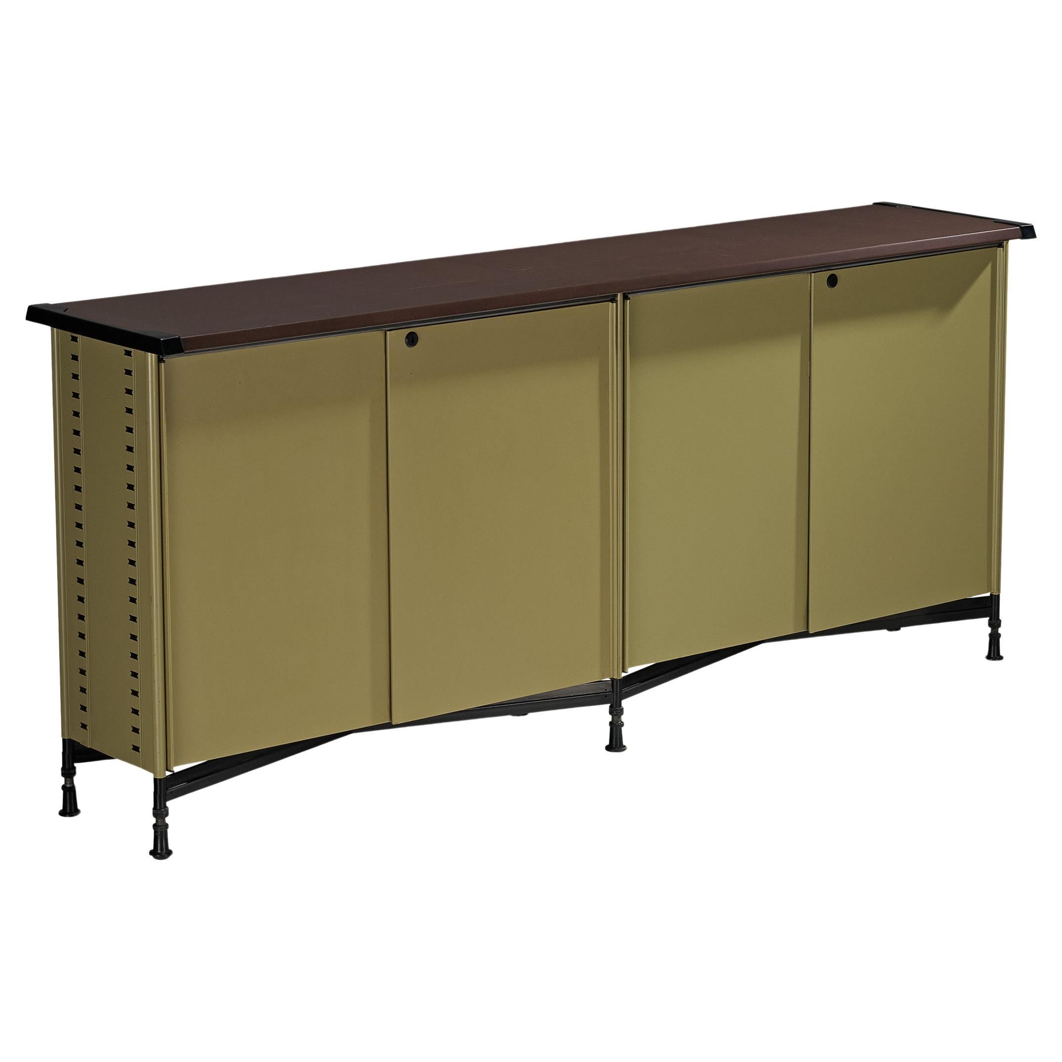 Studio BBPR pour Olivetti 'Spazio' Sideboard en acier revêtu de vert