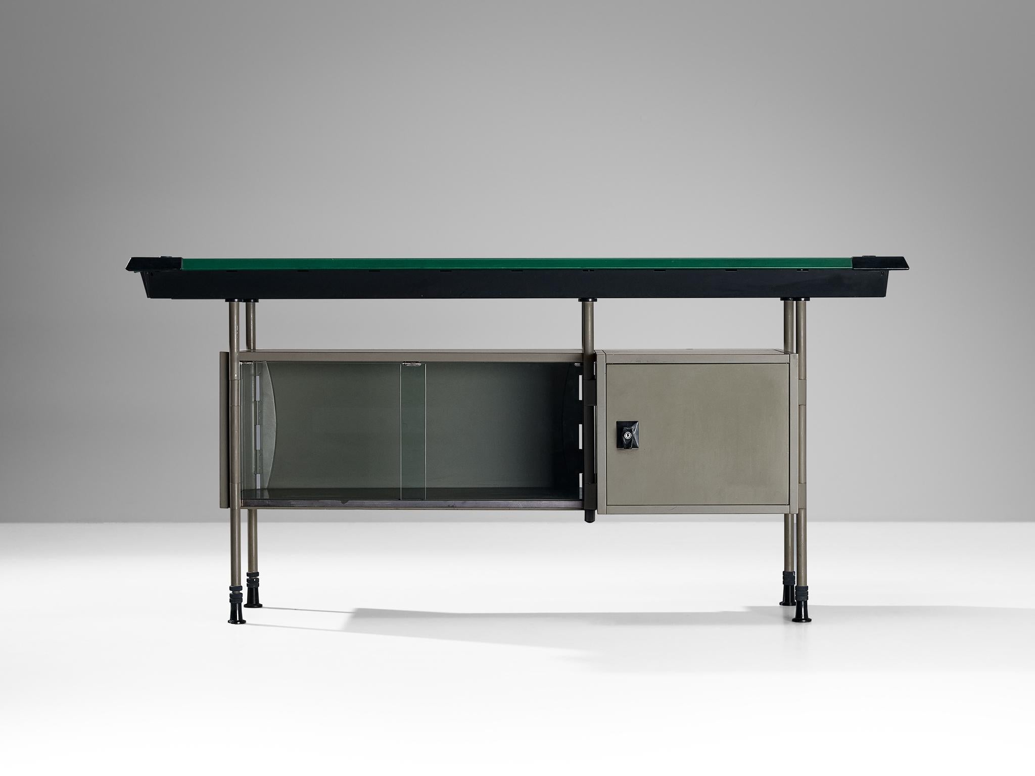Italian Studio BBPR for Olivetti 'Spazio' Sideboard in Grey Coated Steel For Sale