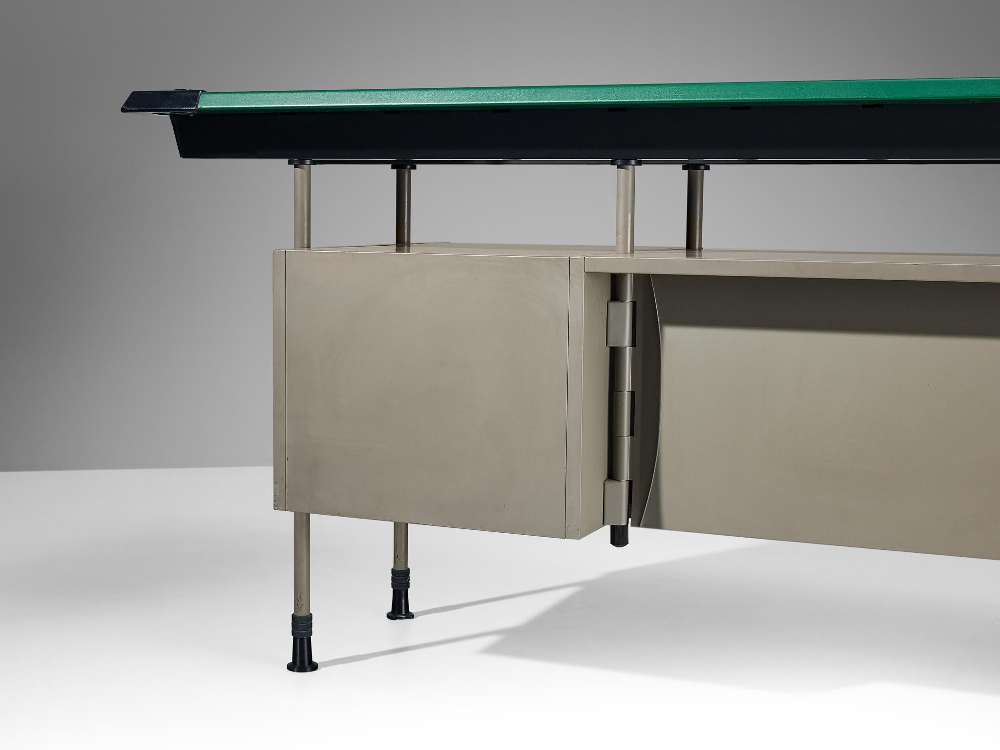 Glass Studio BBPR for Olivetti 'Spazio' Sideboard in Grey Coated Steel For Sale