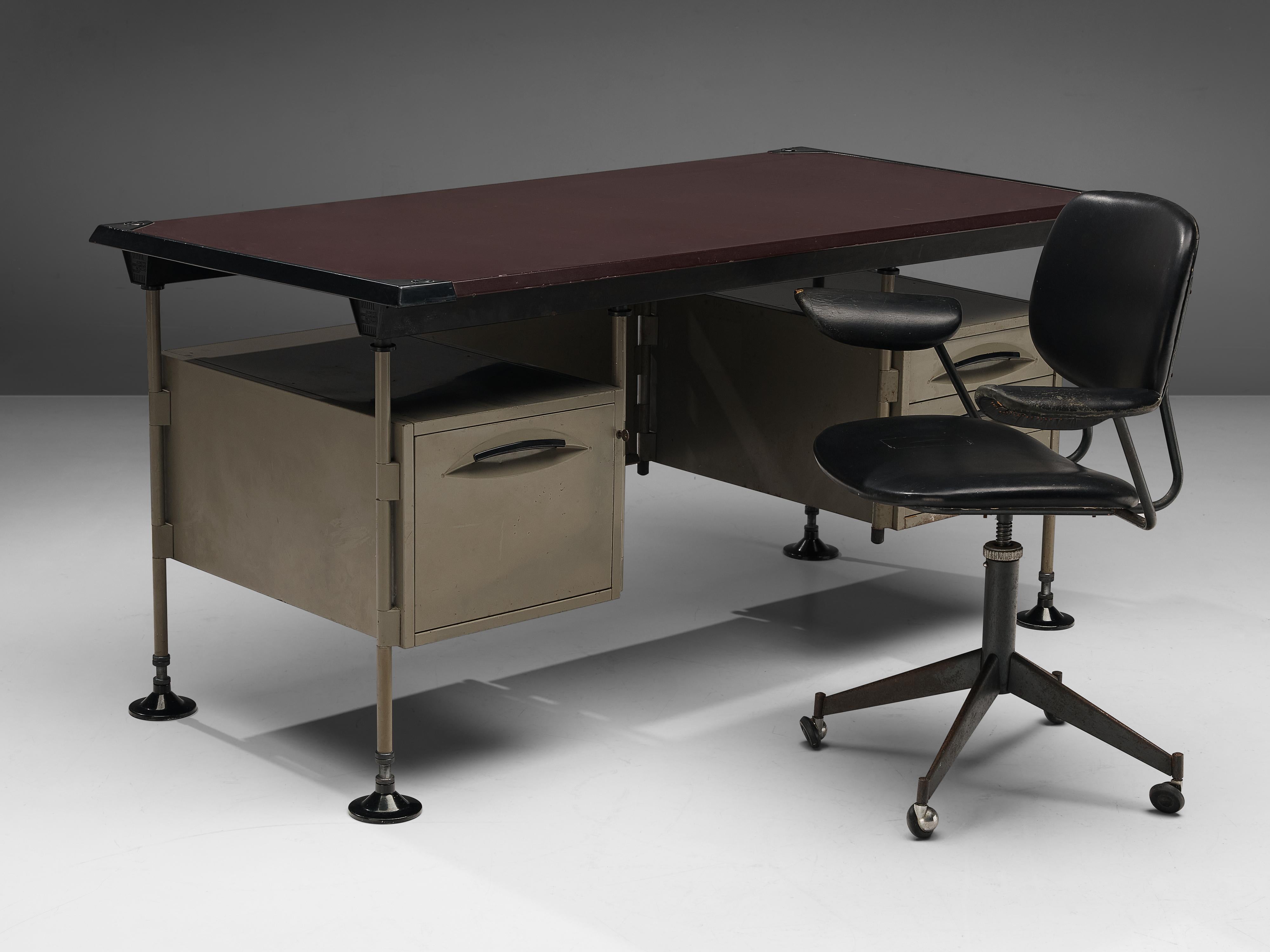 Studio BBPR for Olivetti Swivel Desk Chair in Black Leather 2