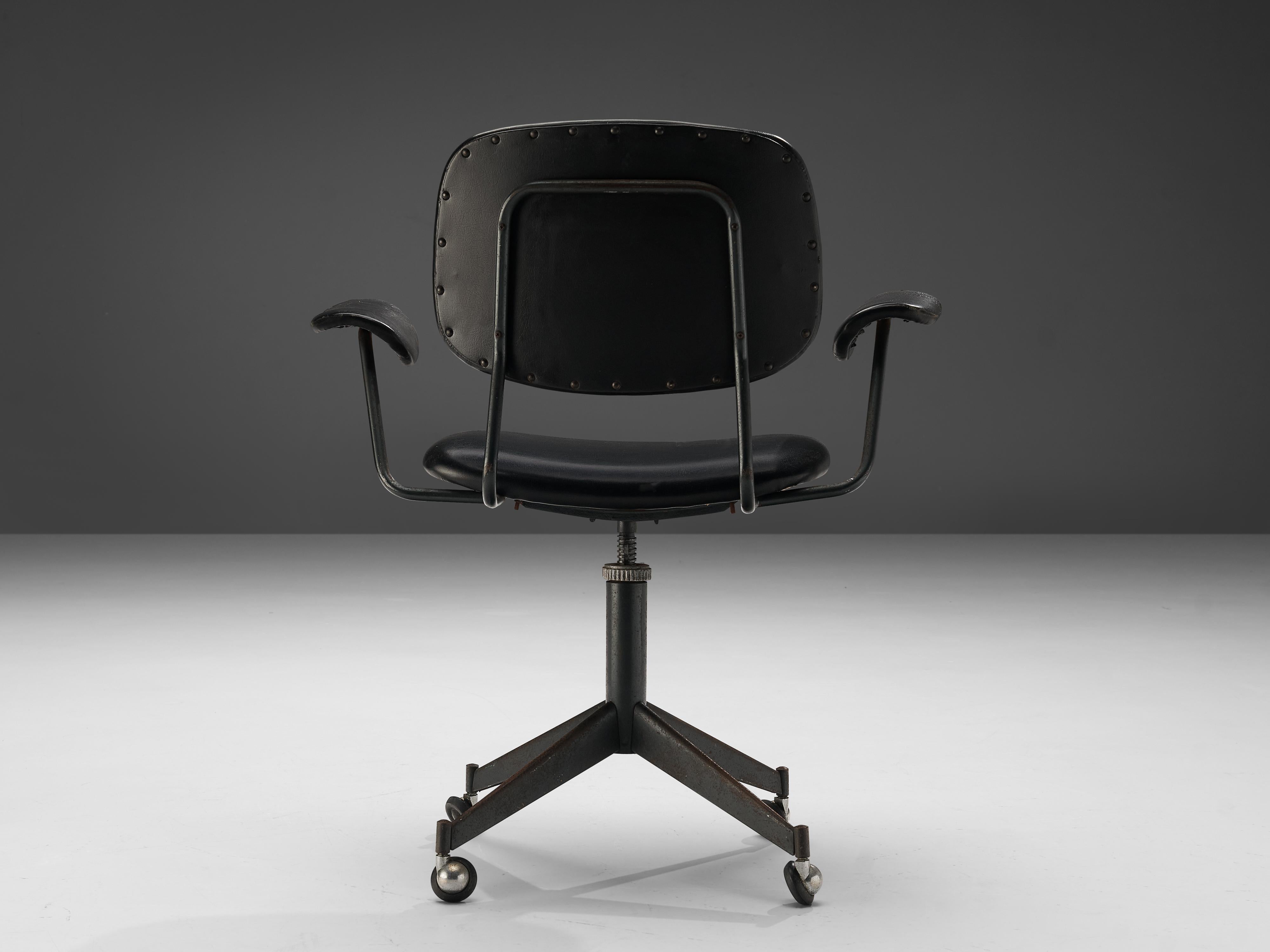 black leather swivel office chair