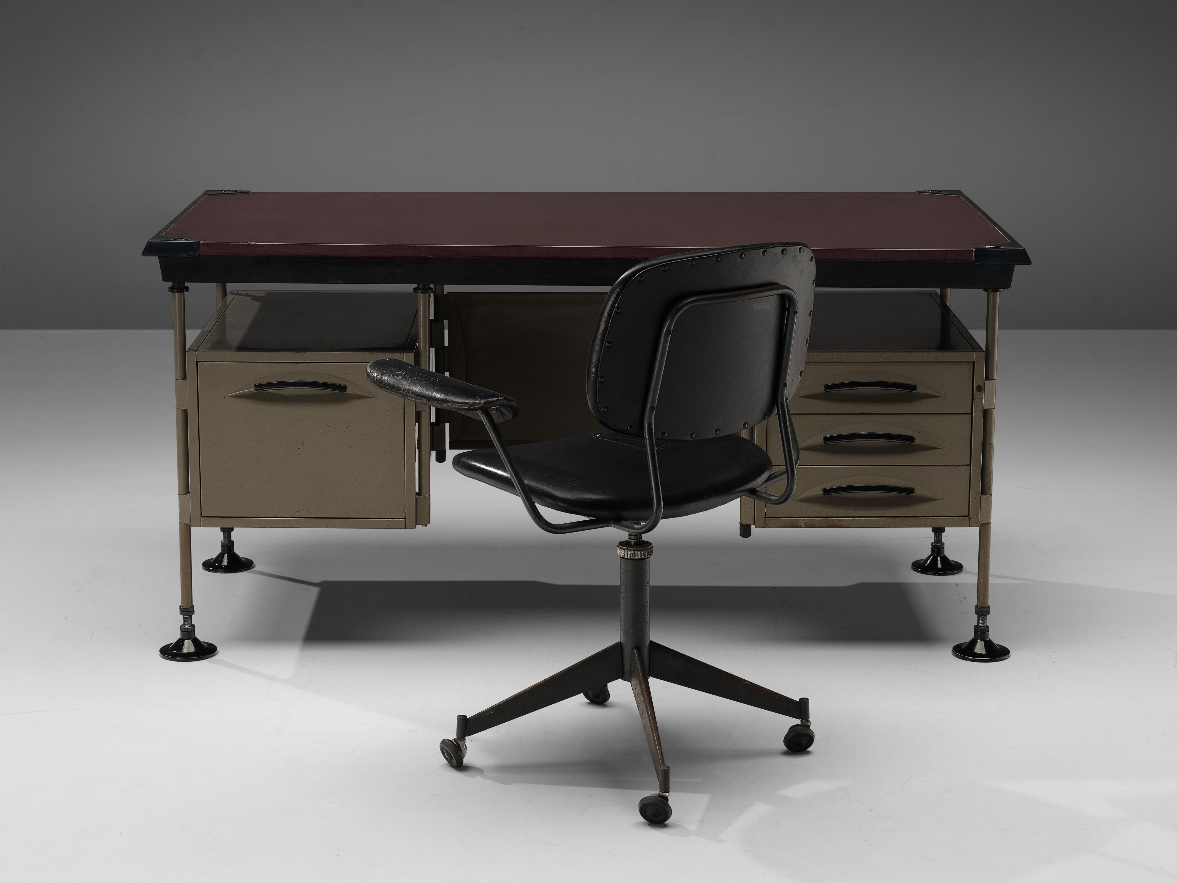 Studio BBPR for Olivetti Swivel Desk Chair in Black Leather 1