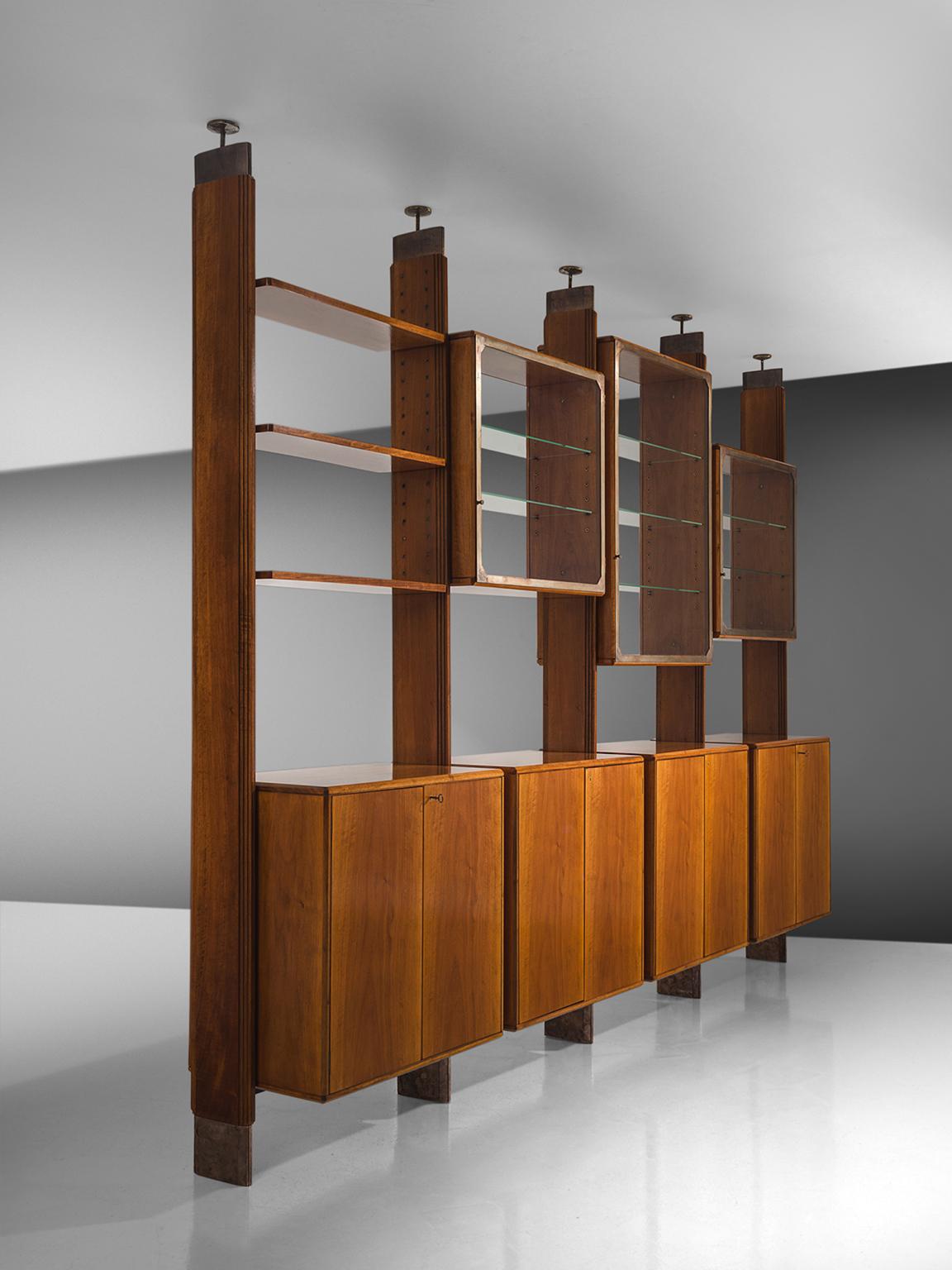 Italian Studio BBPR Fully Restored Room Divider in Walnut and Brass