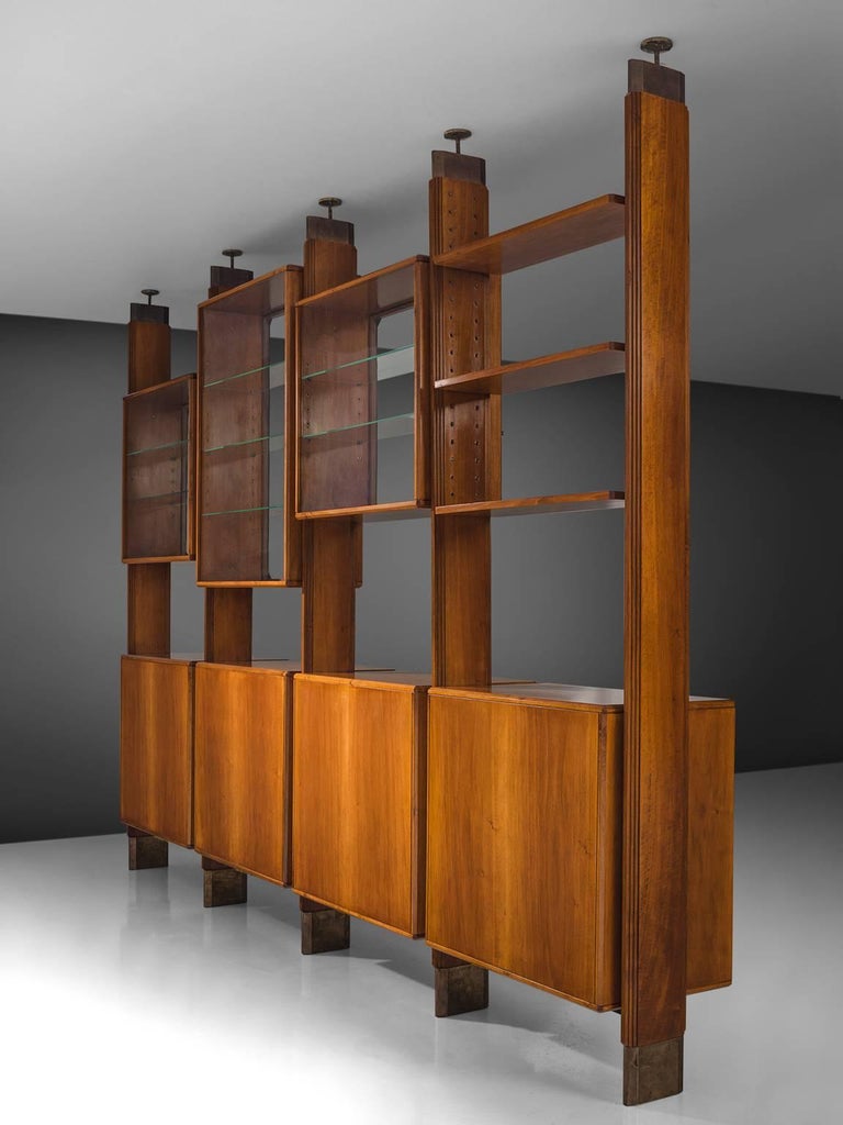 Studio Bbpr Fully Restored Room Divider In Walnut And Brass For Sale At