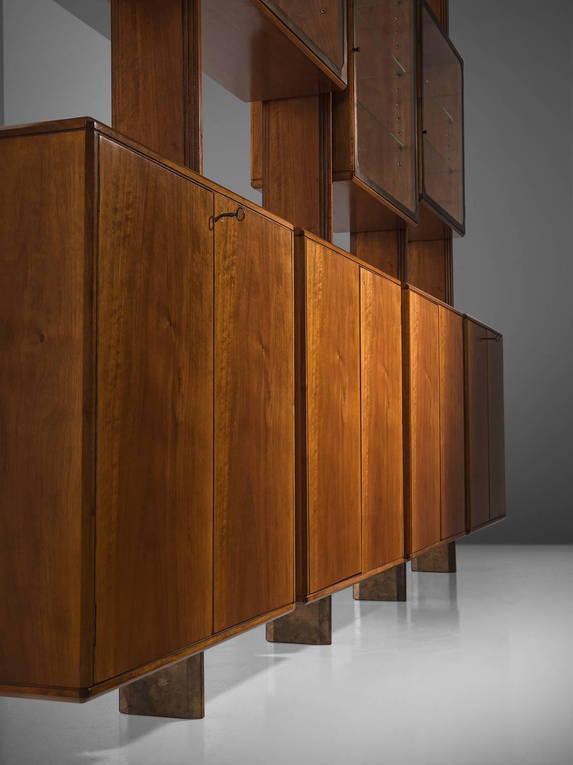 Studio BBPR Fully Restored Room Divider in Walnut and Brass 1