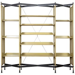 Studio BBPR Italian Green Metal Lacquered Bookshelves Spazio Serie, 1950s