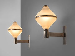 Studio BBPR Set of Two Chrome and Opaline Wall Lights