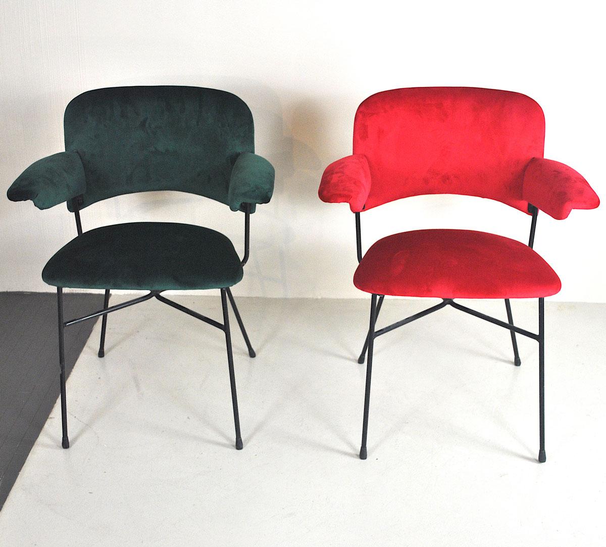 Studio BBPR Set of Two Italian Chairs Urania Model (Samt)