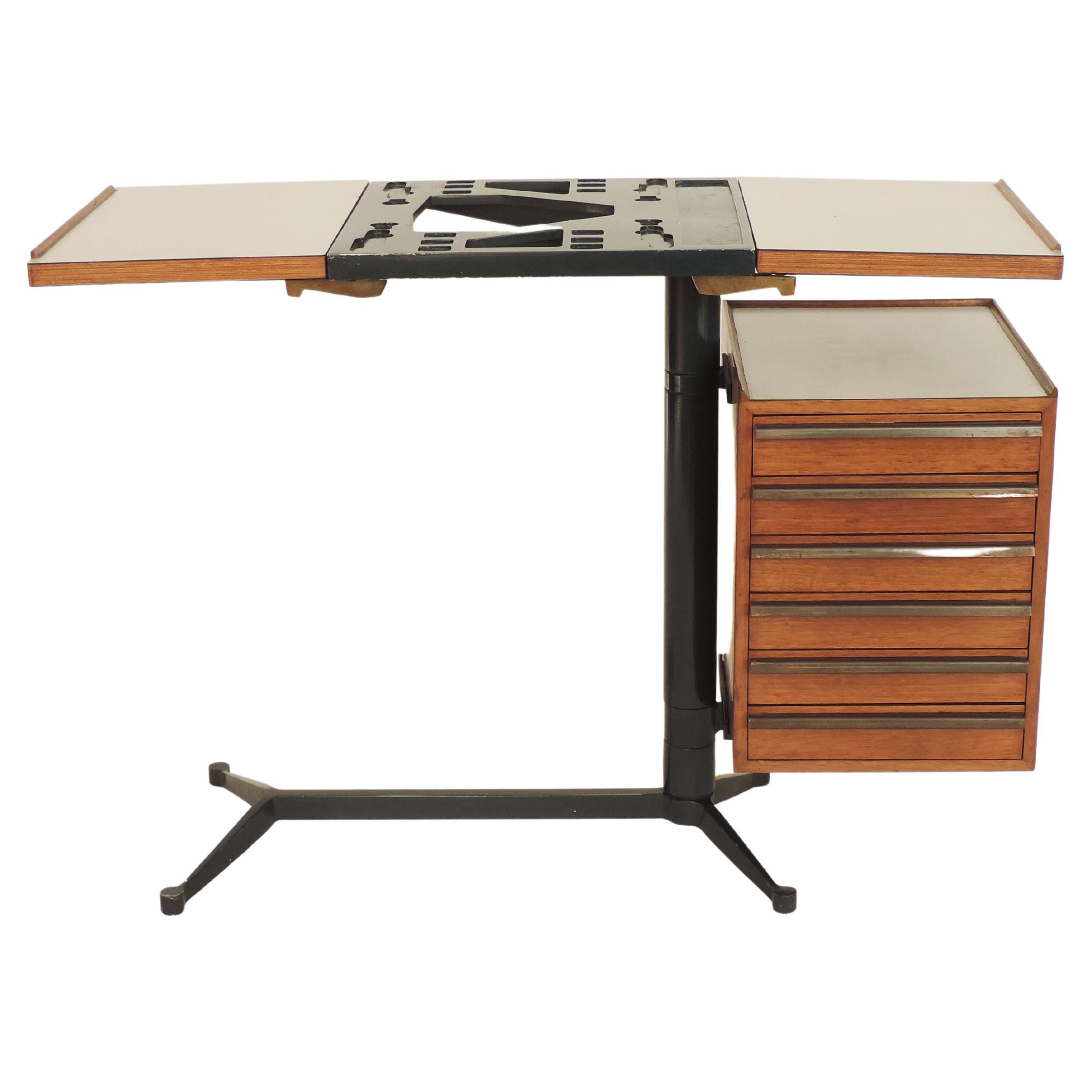 Studio BBPR Small adjustable work desk and typewriter station made for the Olivetti store in New York, 1954
This was designed by Studio BBPR for the newly built flagship store in New York to be then offered to the public in Italy. ( which probably