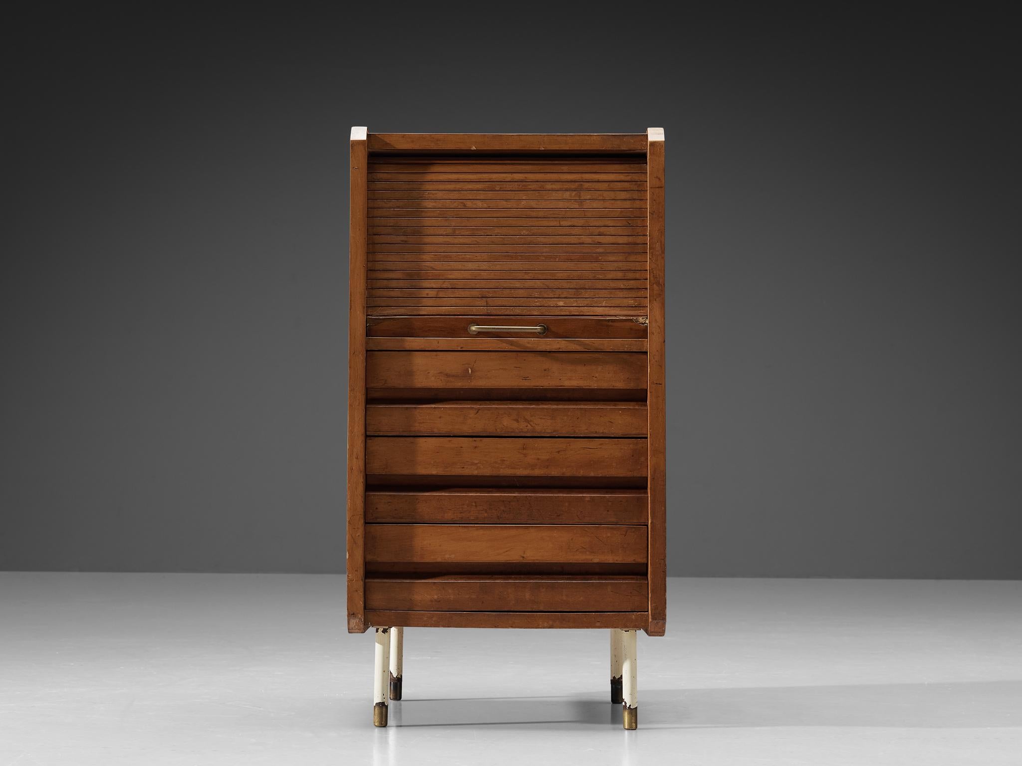 Studio B.B.P.R. Small Cabinet in Walnut and Brass In Good Condition In Waalwijk, NL