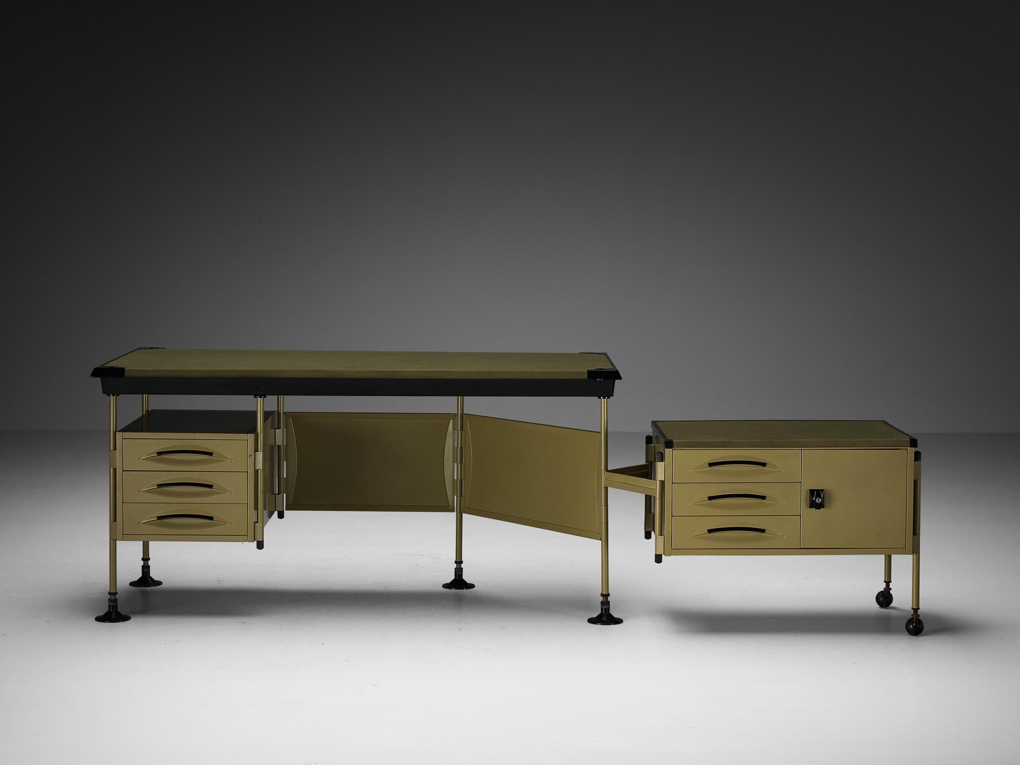 Mid-20th Century Studio BBPR 'Spazio' Corner Desk with Movable Cabinet  For Sale
