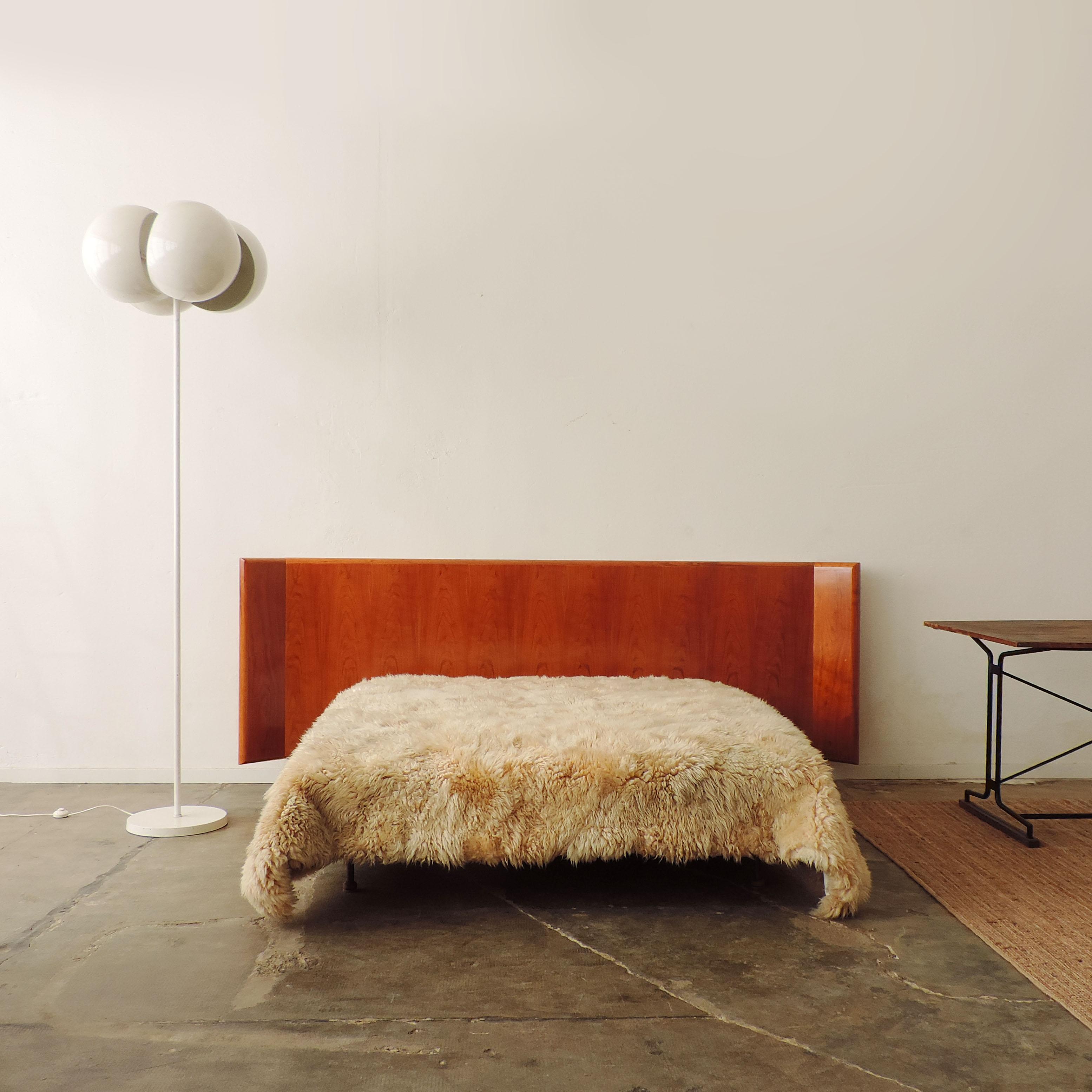 Studio BBPR Unique Double Bed in Wood and Burnished Brass Legs, Italy, 1959 1