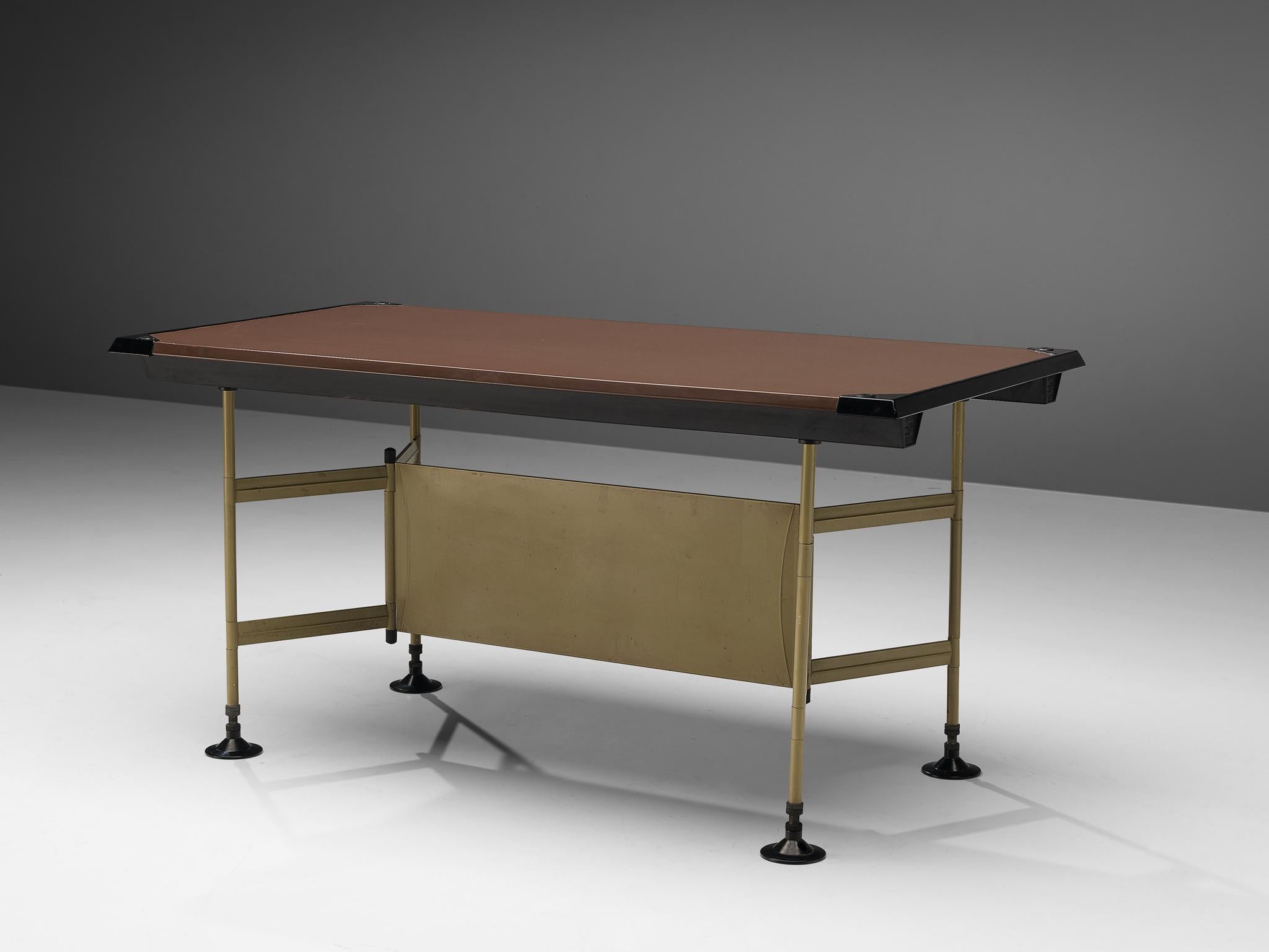Studio BBPR for Olivetti, 'Spazio' table, steel, vinyl, plastic, Italy, ca. 1960 

The 'Spazio' series was designed by Studio BBPR for Olivetti in 1960. It won the Compasso d'Oro Award in 1962. Today the desk of the 'Spazio' series is featured in