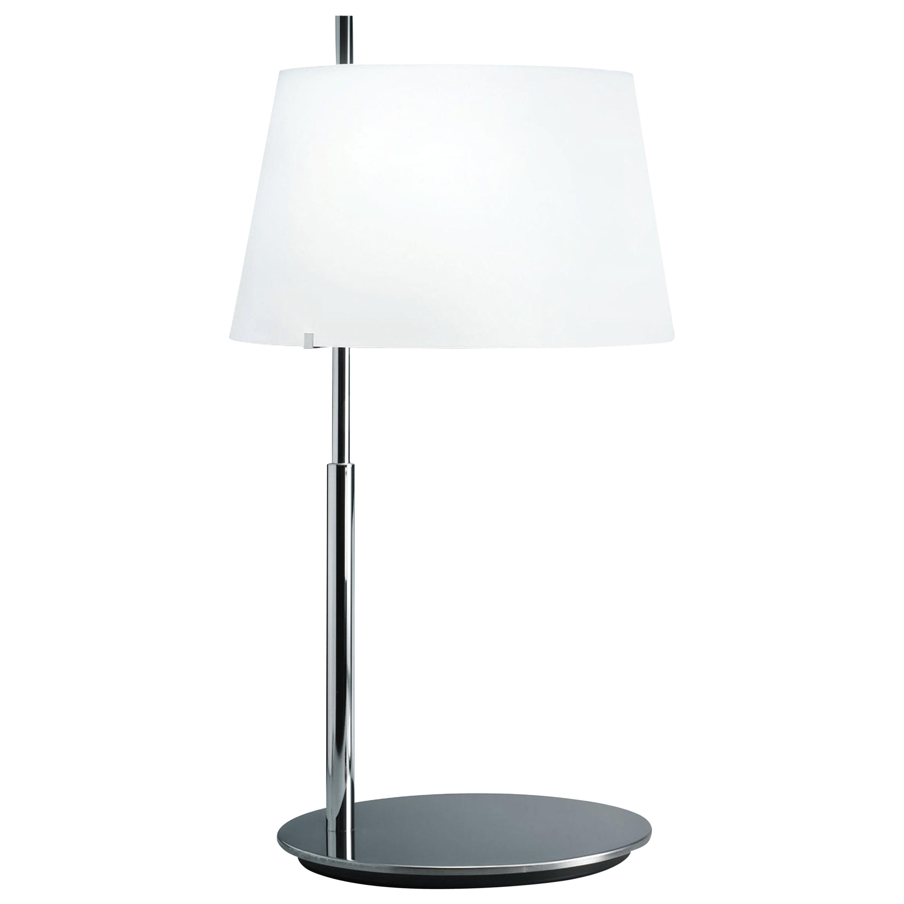 Designed by Studio Beretta in 2004 and manufactured by Fontana Arte, the passion table lamp is a harmonious union of the delicateness of frosted glass and the pureness of metal.

The table lamp is available in chromed CR or brushed nickel-plated NC