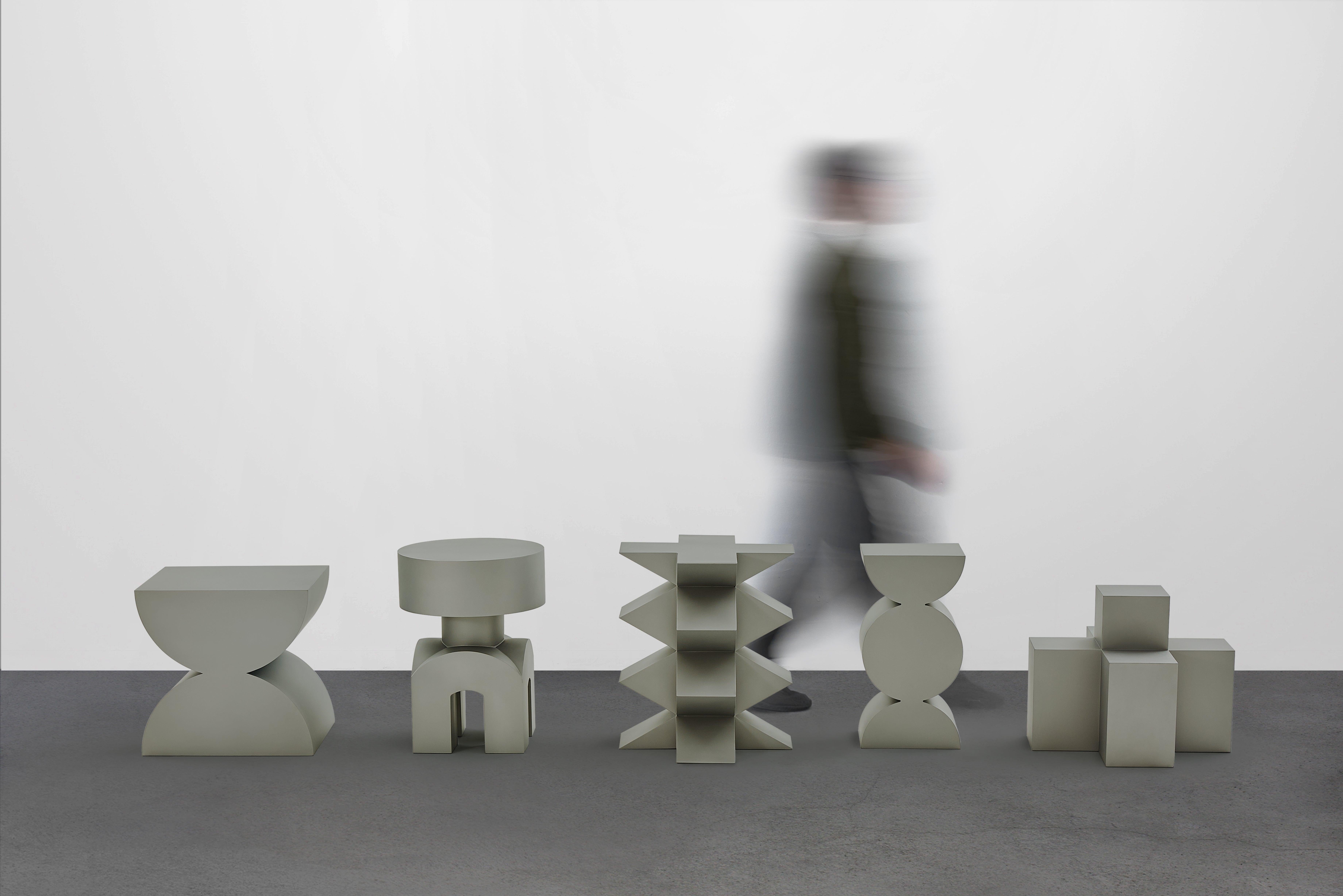 Studio Brancusi I Sculptural Side Table Matte Steel Customizable For Sale 3