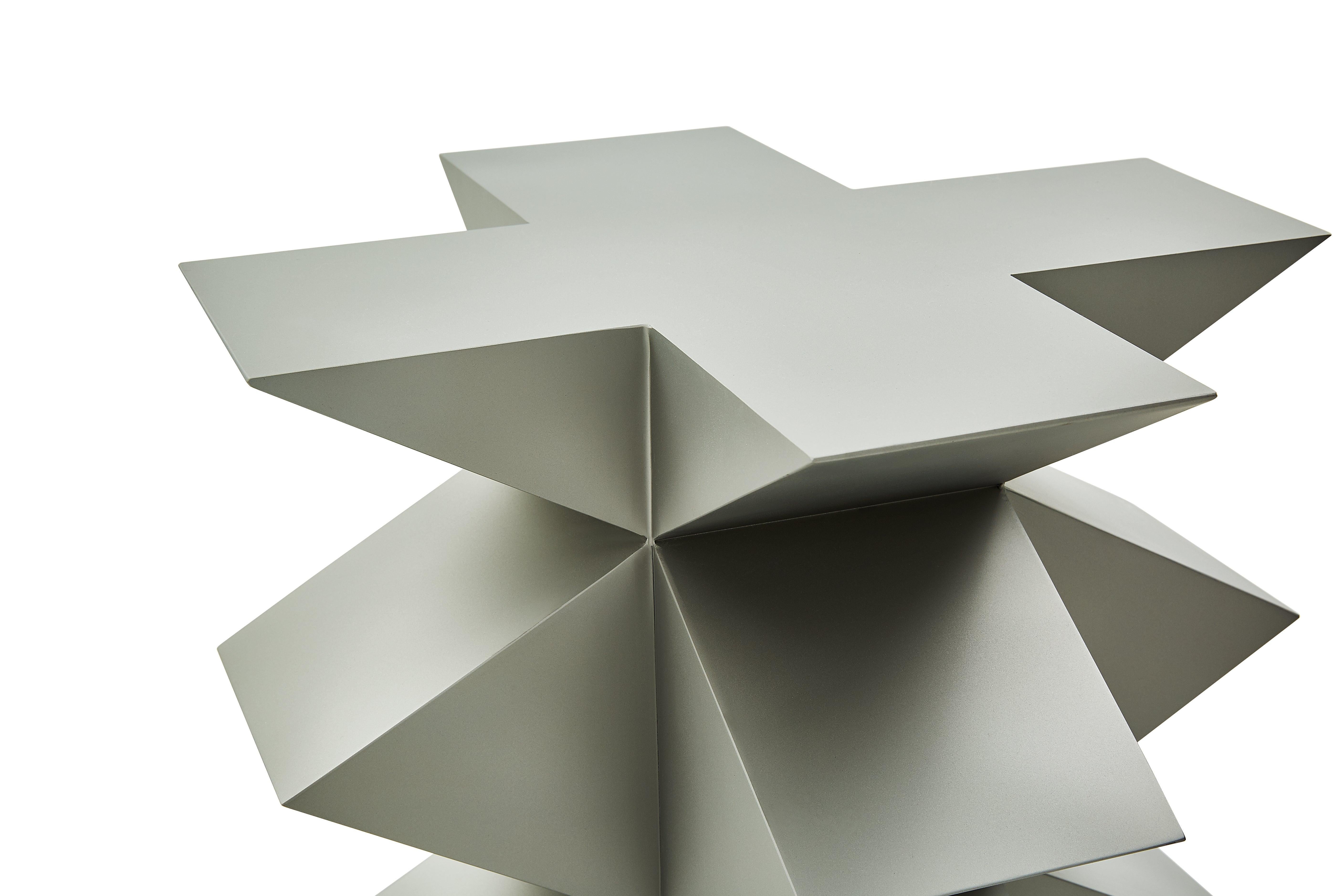 Chinese Studio Brancusi III Sculptural Side Table Matte Steel Customizable For Sale