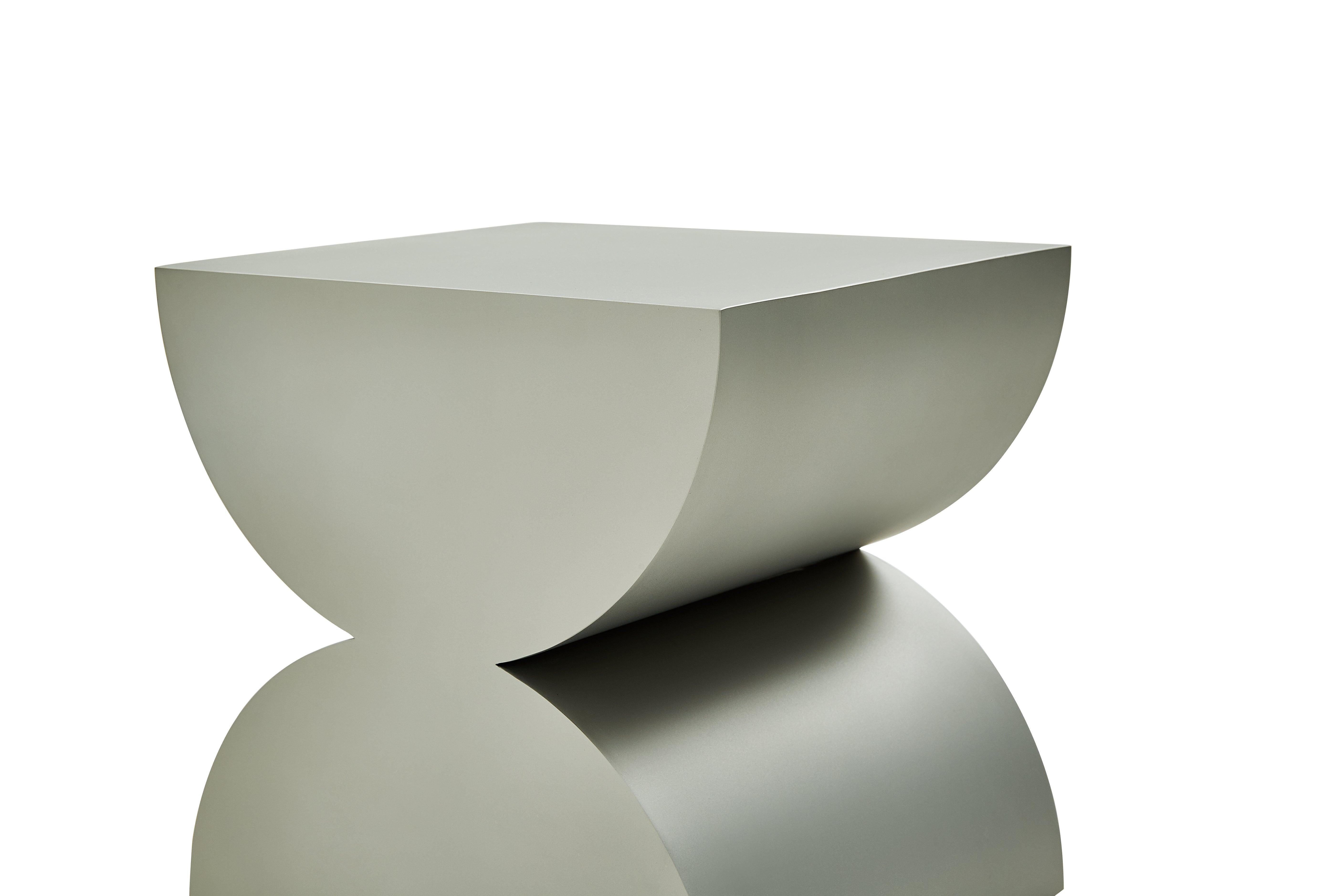 Chinese Studio Brancusi II Sculptural Side Table Matte Steel Customizable For Sale