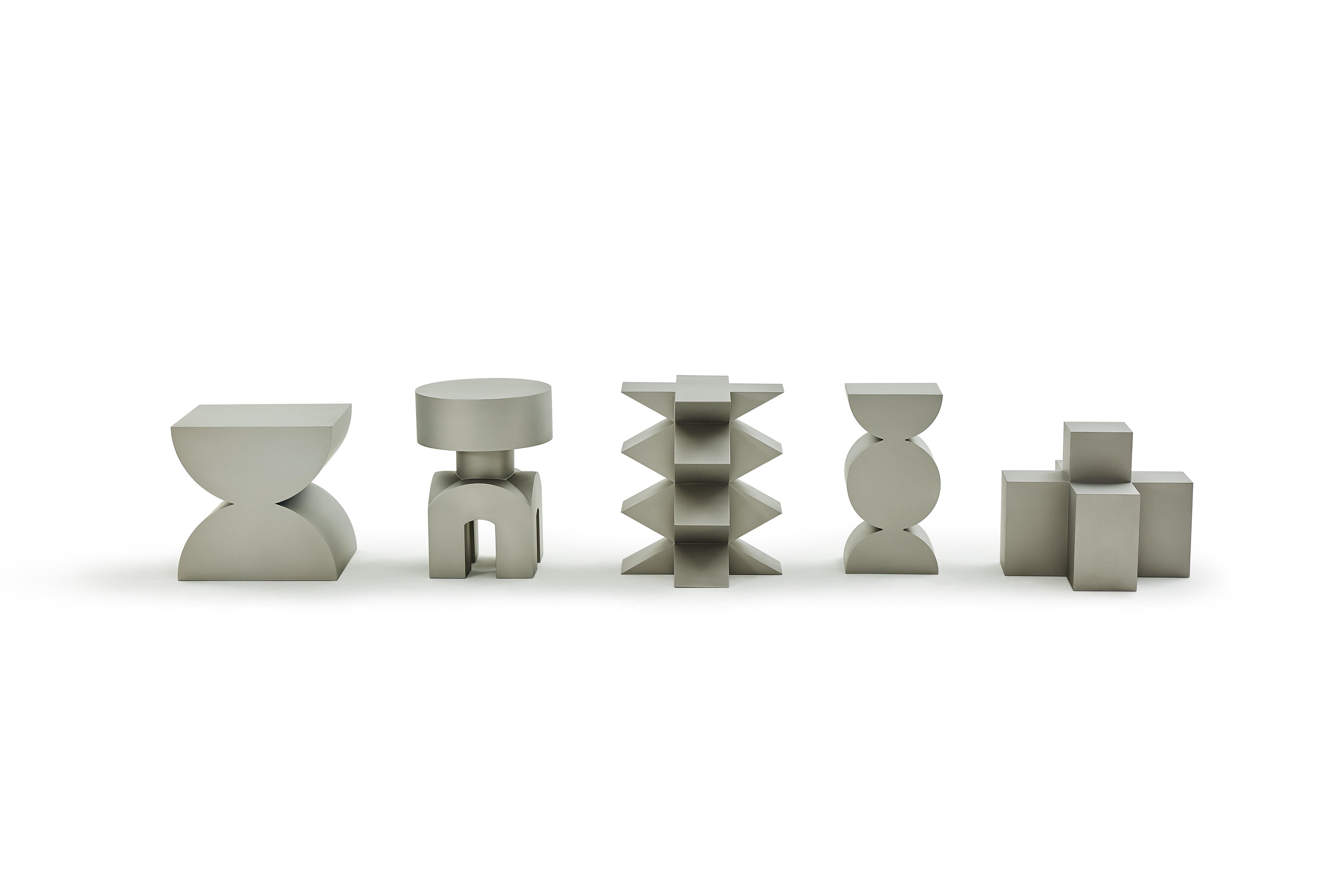 Contemporary Studio Brancusi II Sculptural Side Table Matte Steel Customizable For Sale