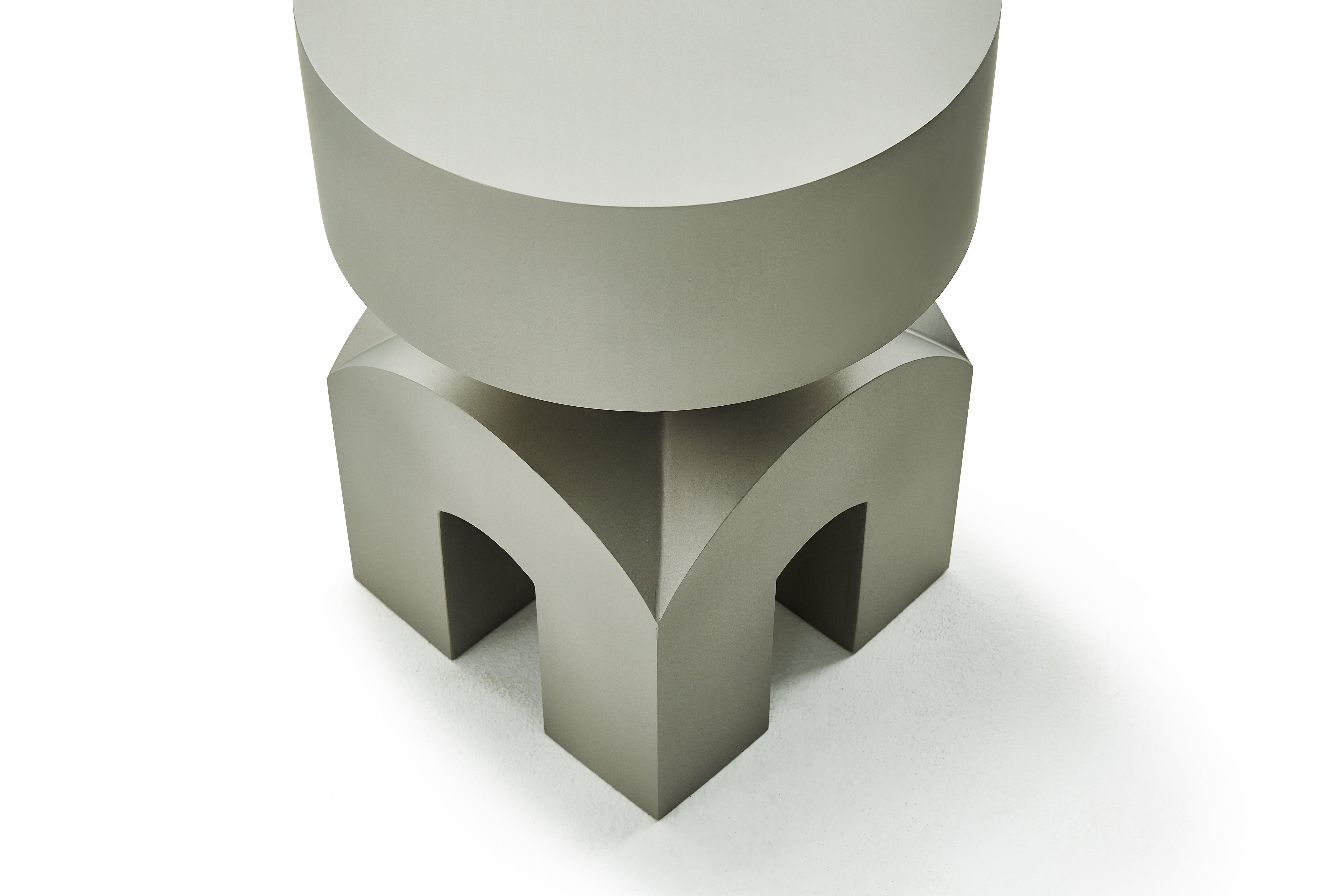 Studio Brancusi IX Sculptural Side Table Matte Steel Customizable In New Condition For Sale In Beverly Hills, CA