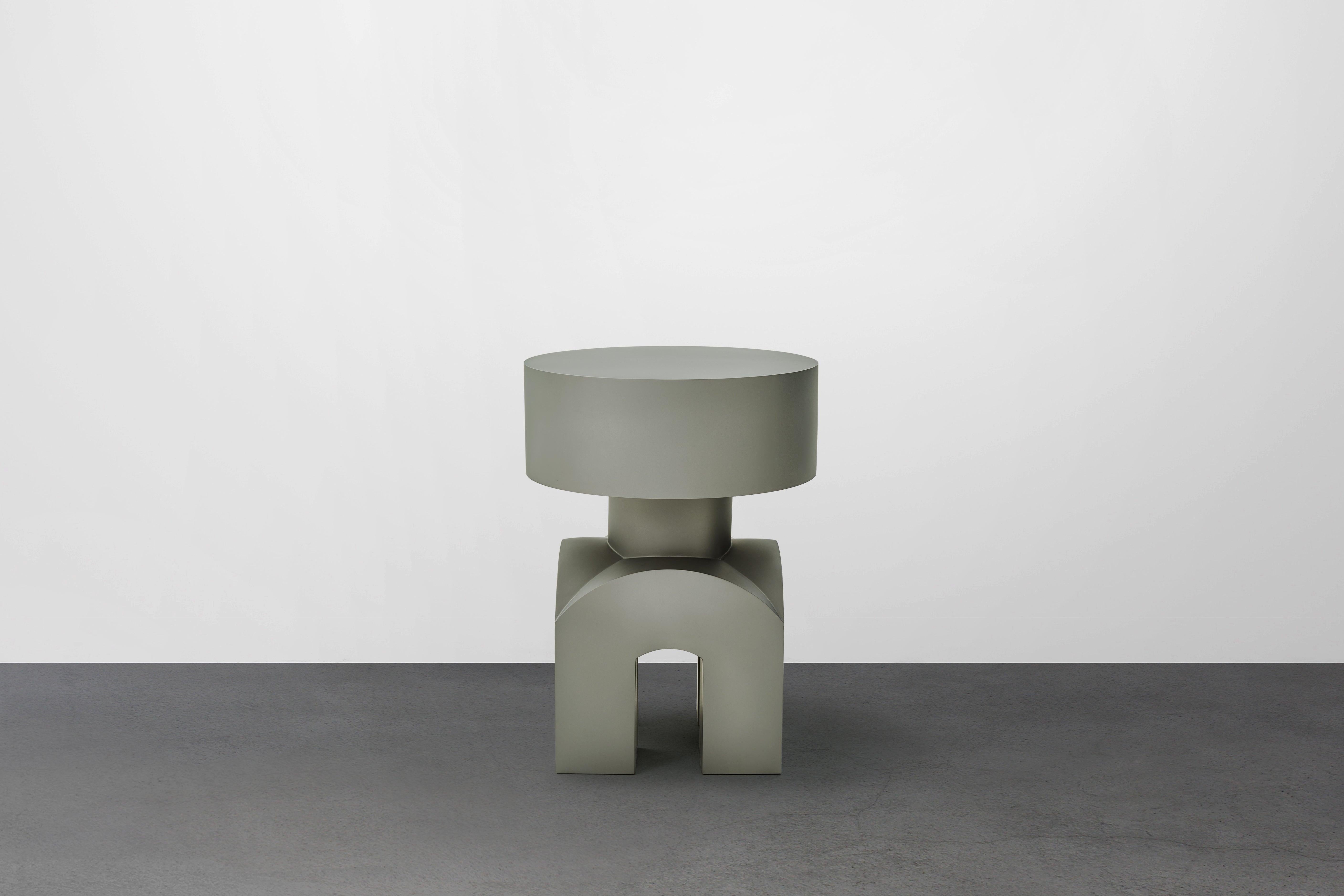 Contemporary Studio Brancusi IX Sculptural Side Table Matte Steel Customizable For Sale