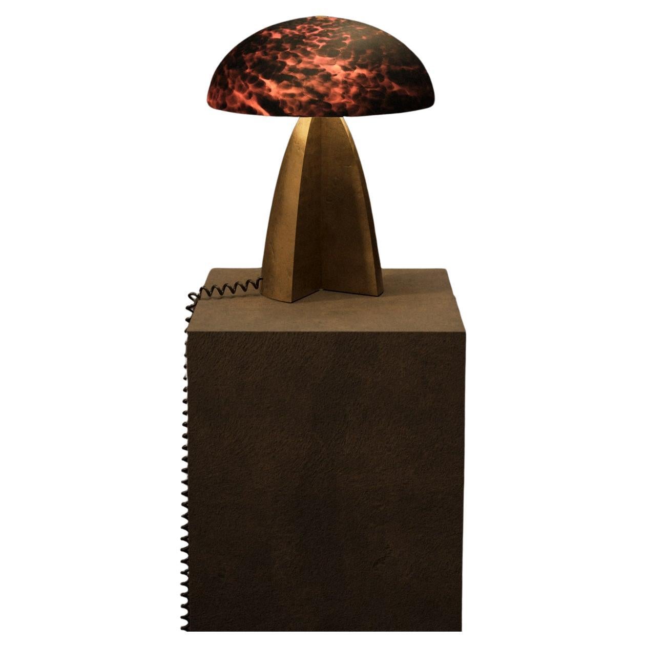 Studio Brocky Handblown Glass and Cast Brass ‘Neutrino’ Sculptural Table Light