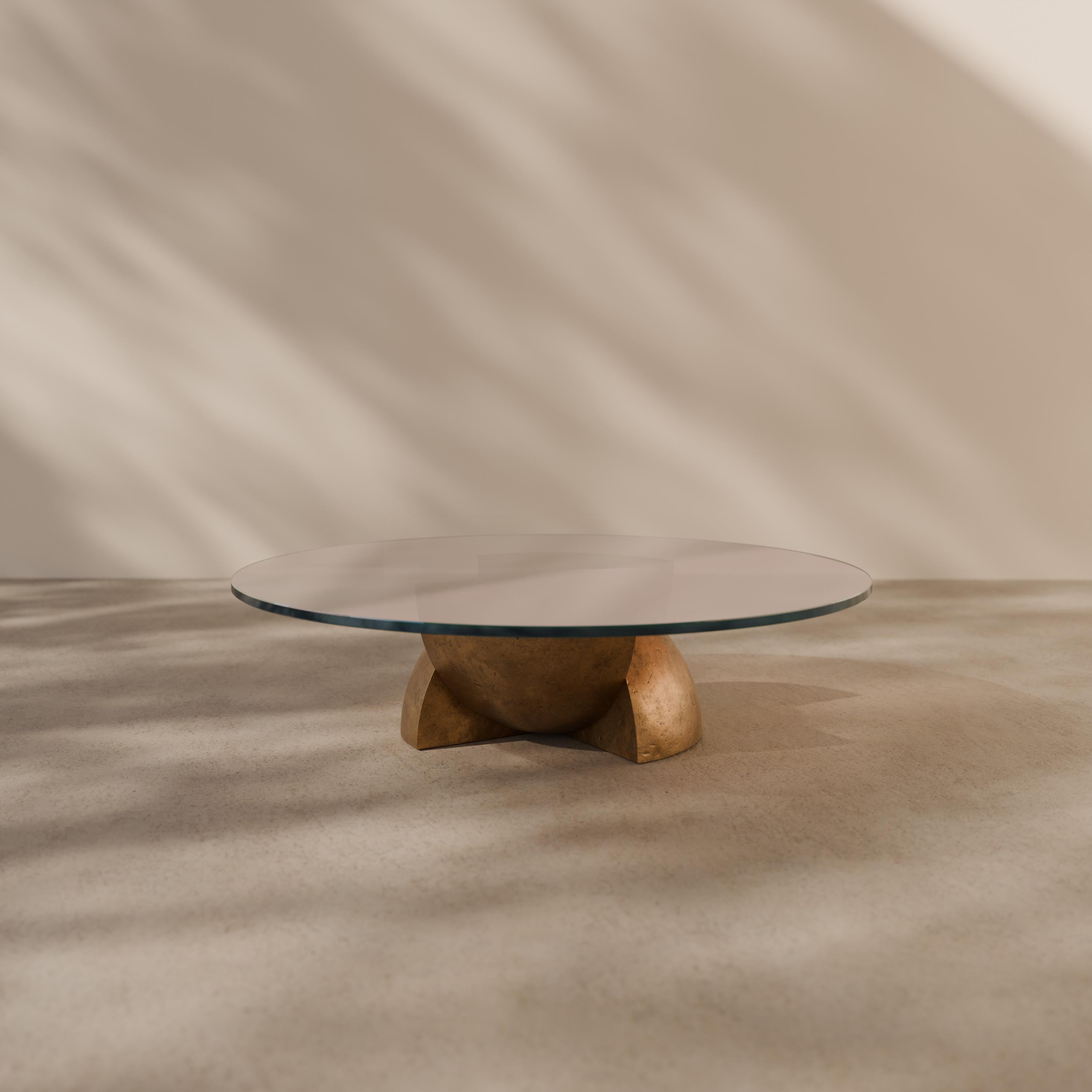 Ère spatiale Studio AGE Table basse sculpturale en bronze coulé à la main 