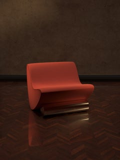 Studio Brocky Space-Age Rouge Wool & Chrome ‘Vanguard’ Lounge Chair