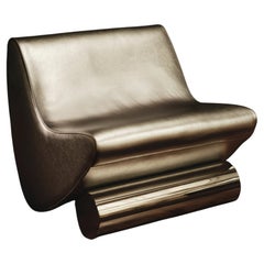 Studio Brocky Space-Age Silver Leather & Chrome ‘Vanguard’ Lounge Chair