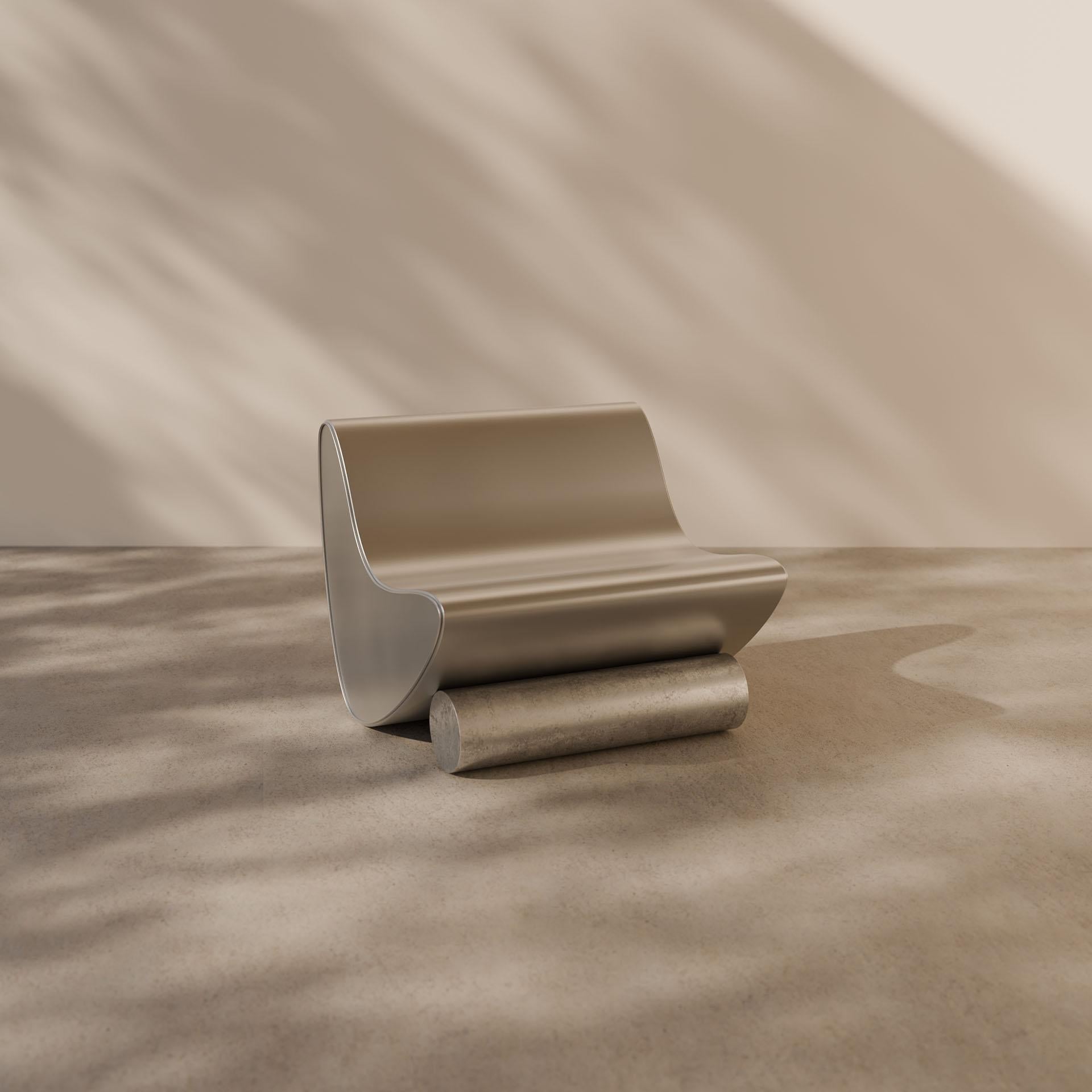 Studio Brocky Sedia da salotto 'Vanguard' in pelle argento e cromo dell'età dello spazio in vendita 1