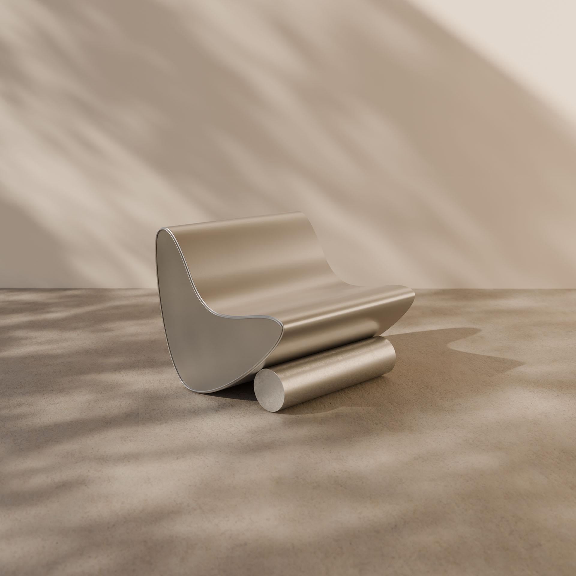 Studio Brocky Sedia da salotto 'Vanguard' in pelle argento e cromo dell'età dello spazio in vendita 2