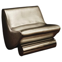 Studio Brocky Space AGE Lounge Chair 'Vanguard' en cuir Silver and Chrome