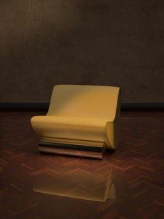 Studio Brocky Sedia da salotto 'Vanguard' giallo mohair e cromo dell'età dello spazio