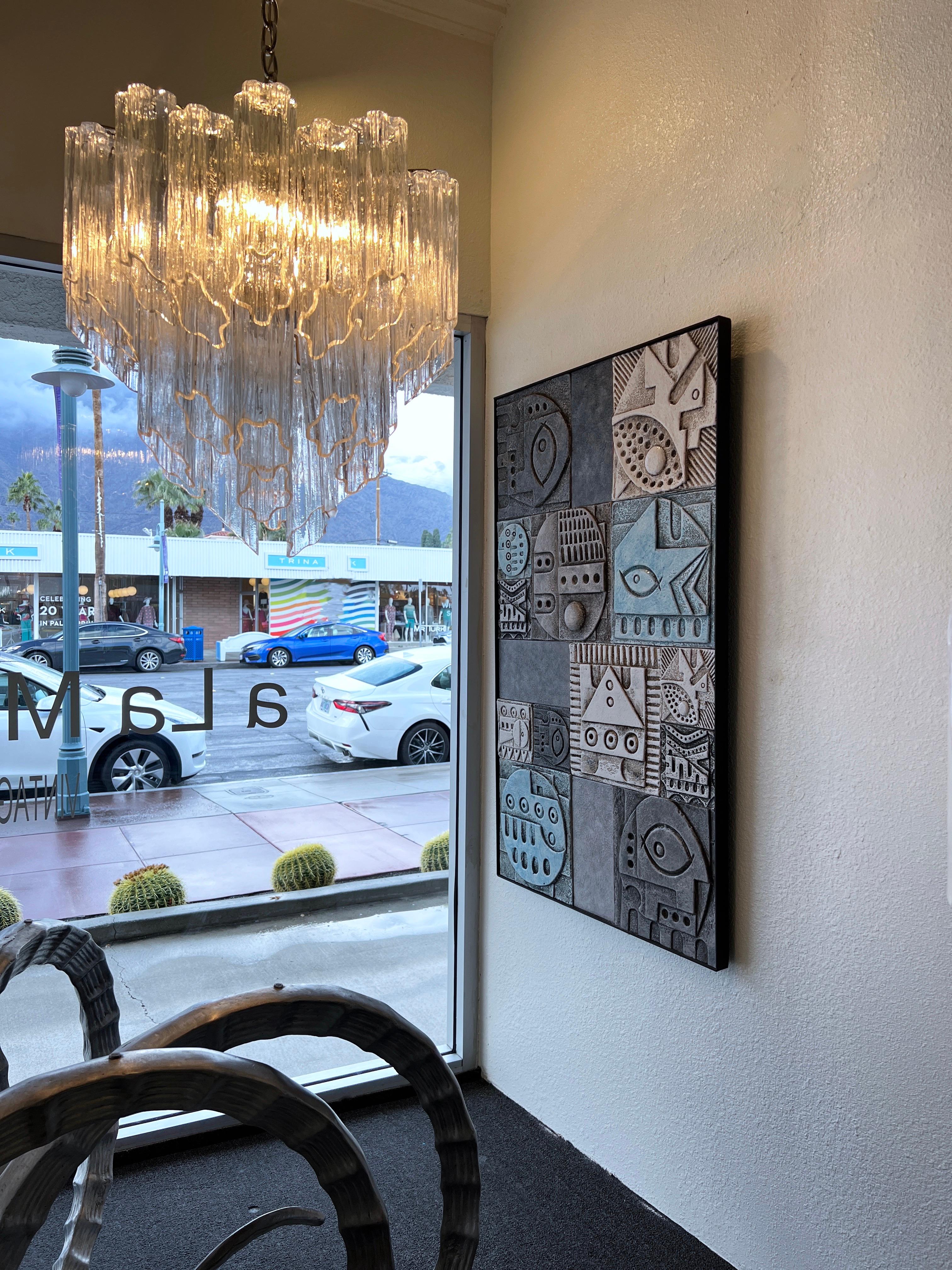 Contemporary Studio Brutalist Ceramic Wall Mural For Sale