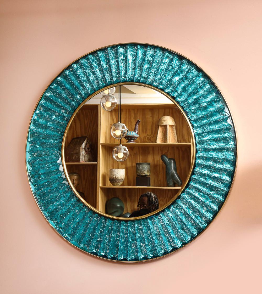 Moderne Miroir circulaire fabriqué en studio par Ghiró Studio en vente