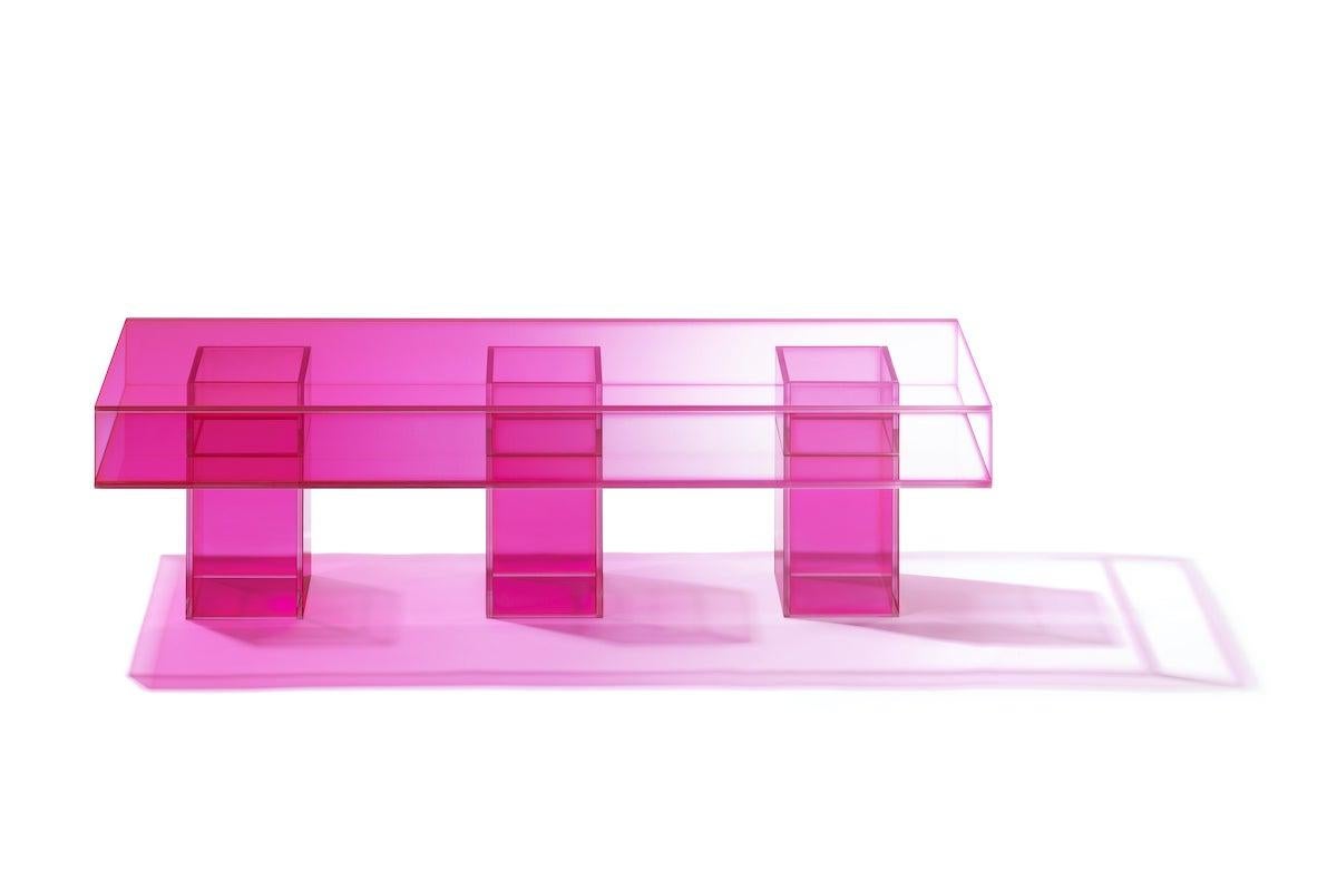 pink acrylic coffee table