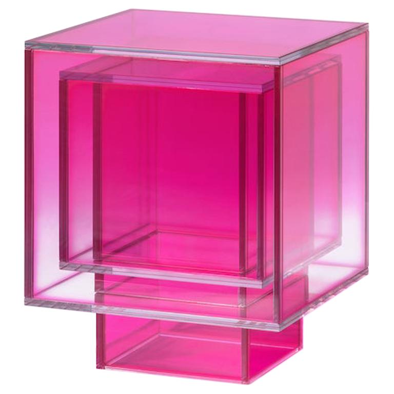 Studio Buzao, Null Square Side Table Hot Pink Edition, Laminated Glass For Sale