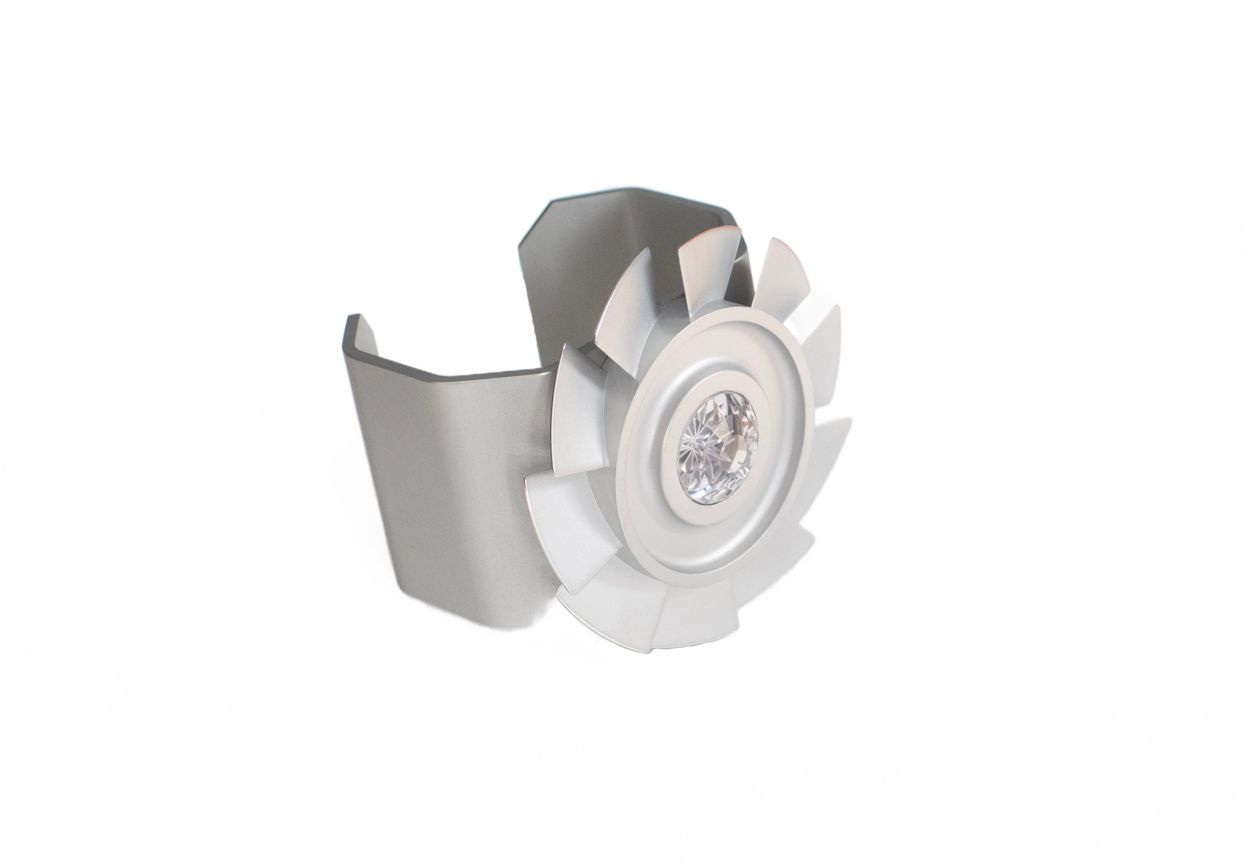 Contemporary Studio C 'Rose de France' Amethyst and Aluminium Cuff For Sale