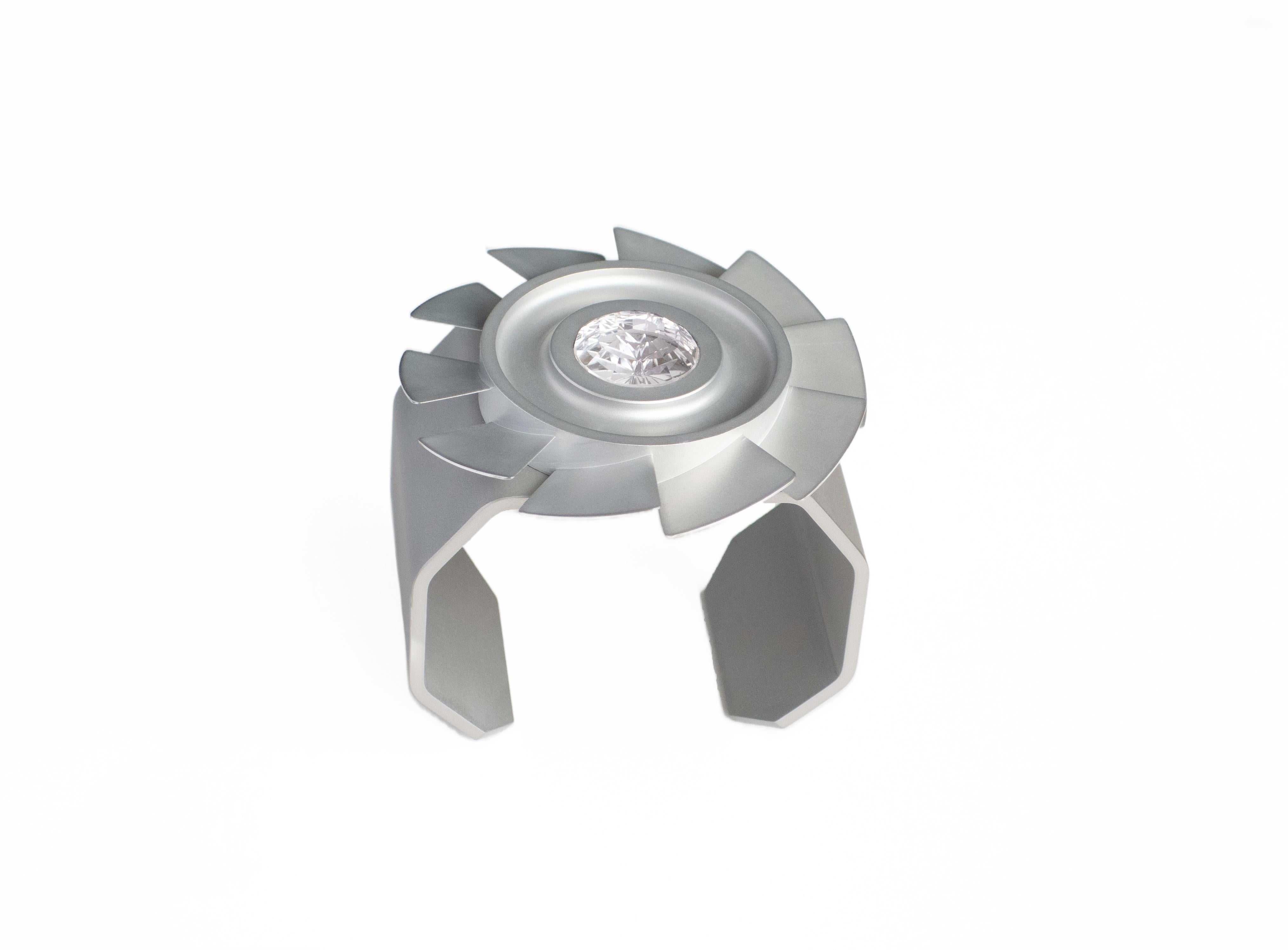 Mixed Cut Studio C 'Rose de France' Amethyst and Aluminium Cuff For Sale