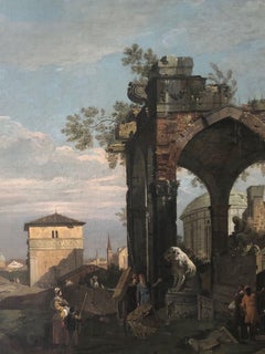 Oil Painting Studio Canaletto: Neoclassical Scene with Architectural Ruins