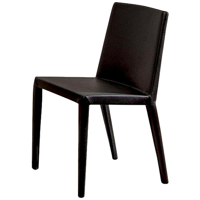 Chaise normale Studio Cappellini en noir avec tissu d'ameublement en cuir pour Cappellini