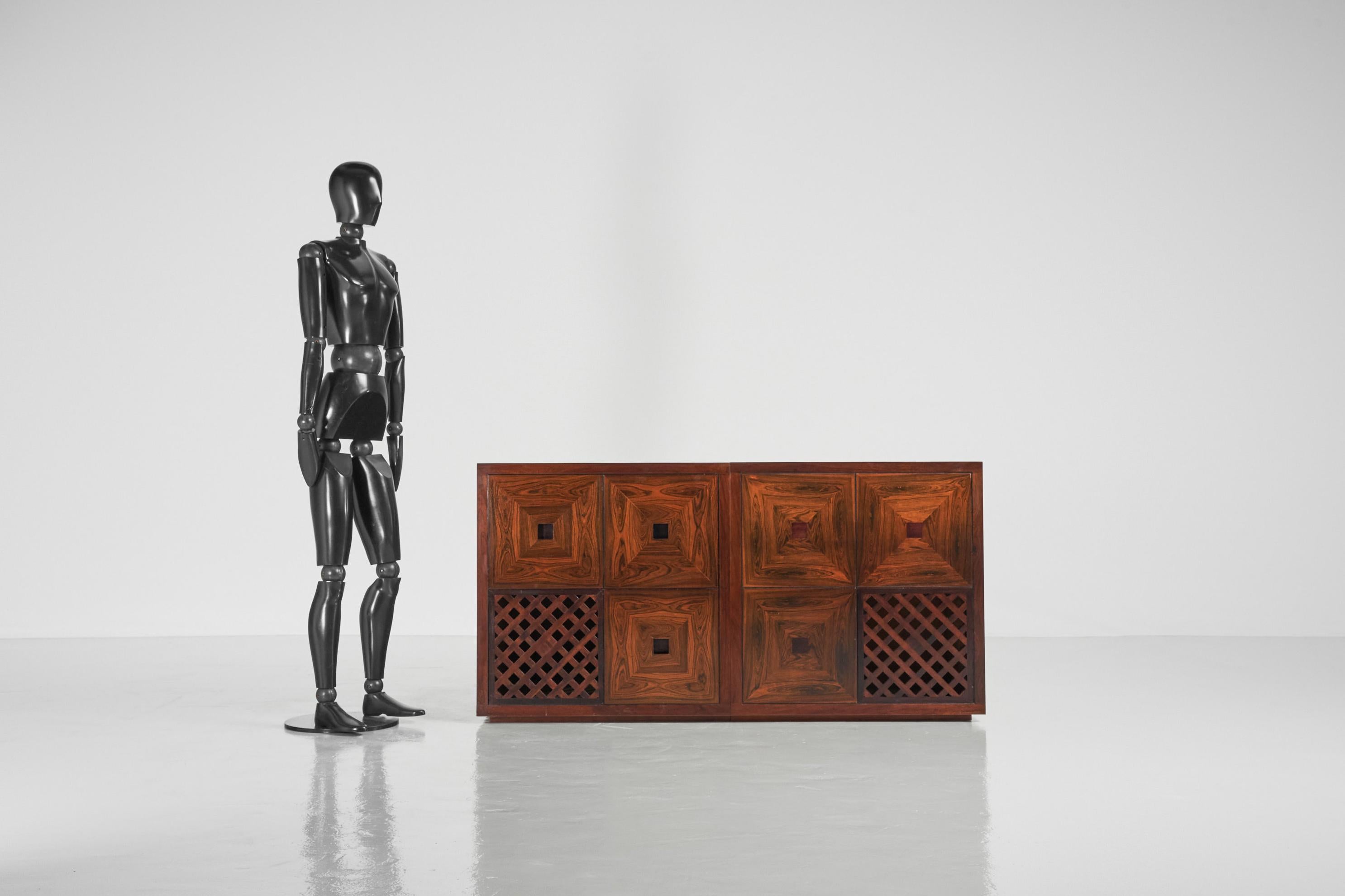 A unique piece of furniture in every way, this counter cabinet was made and designed by Studio Cassina, Italy 1960s. This cabinet comes from the official Cassina guest house in Brescia and was designed as a film projector cabinet in the home cinema