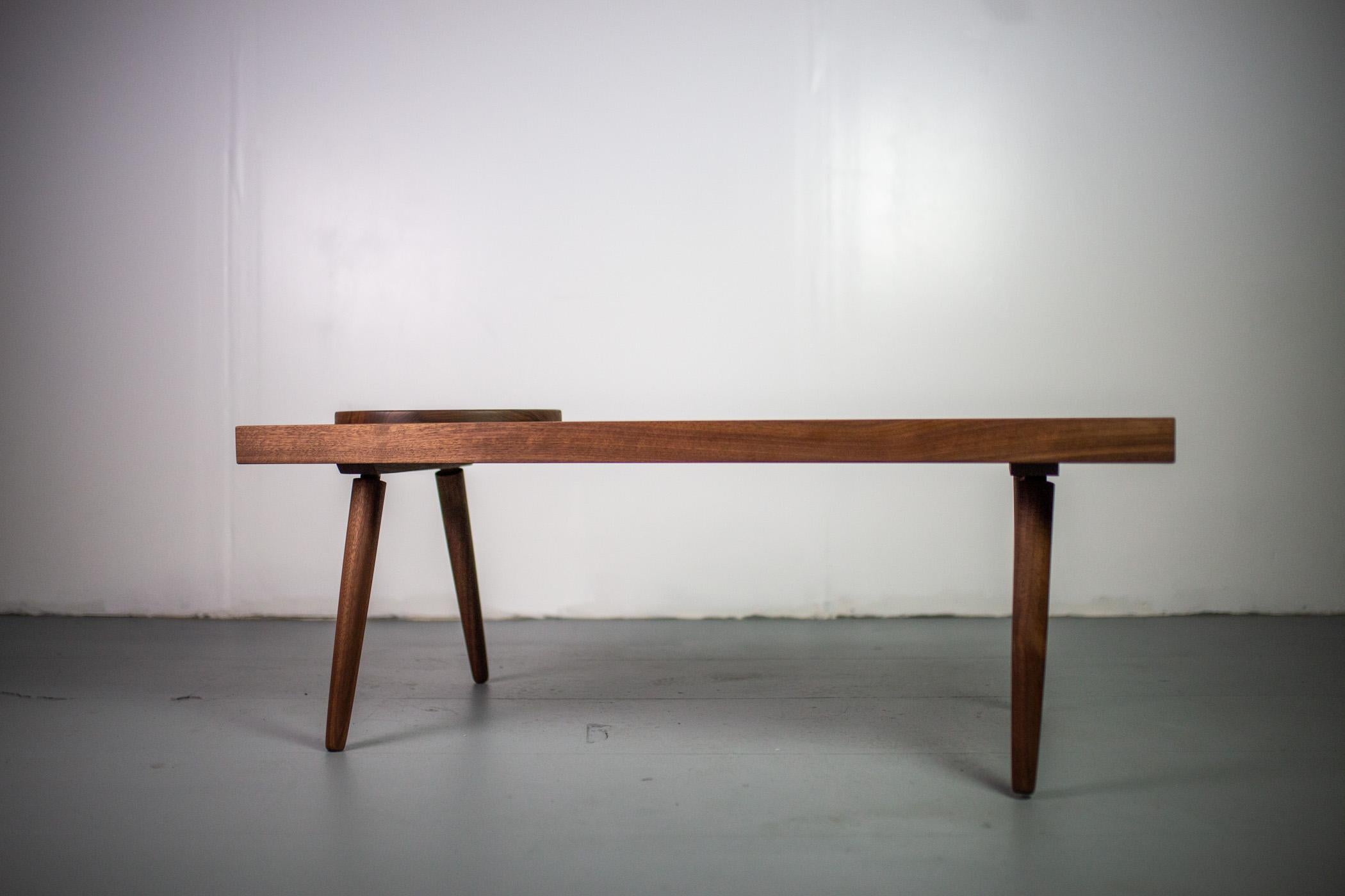 Studio Catch it all bench or coffee table by Michael Rozell USA 2020 in figured walnut.