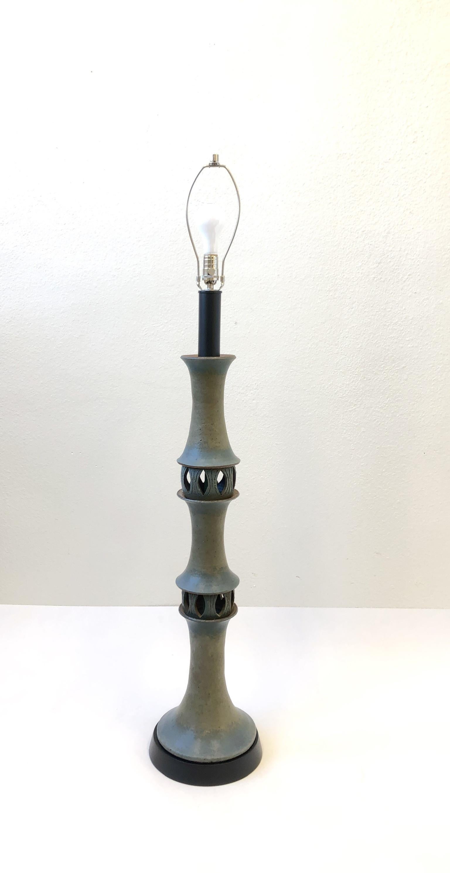 Glazed Studio Ceramic Floor Lamp by Raul Coronel