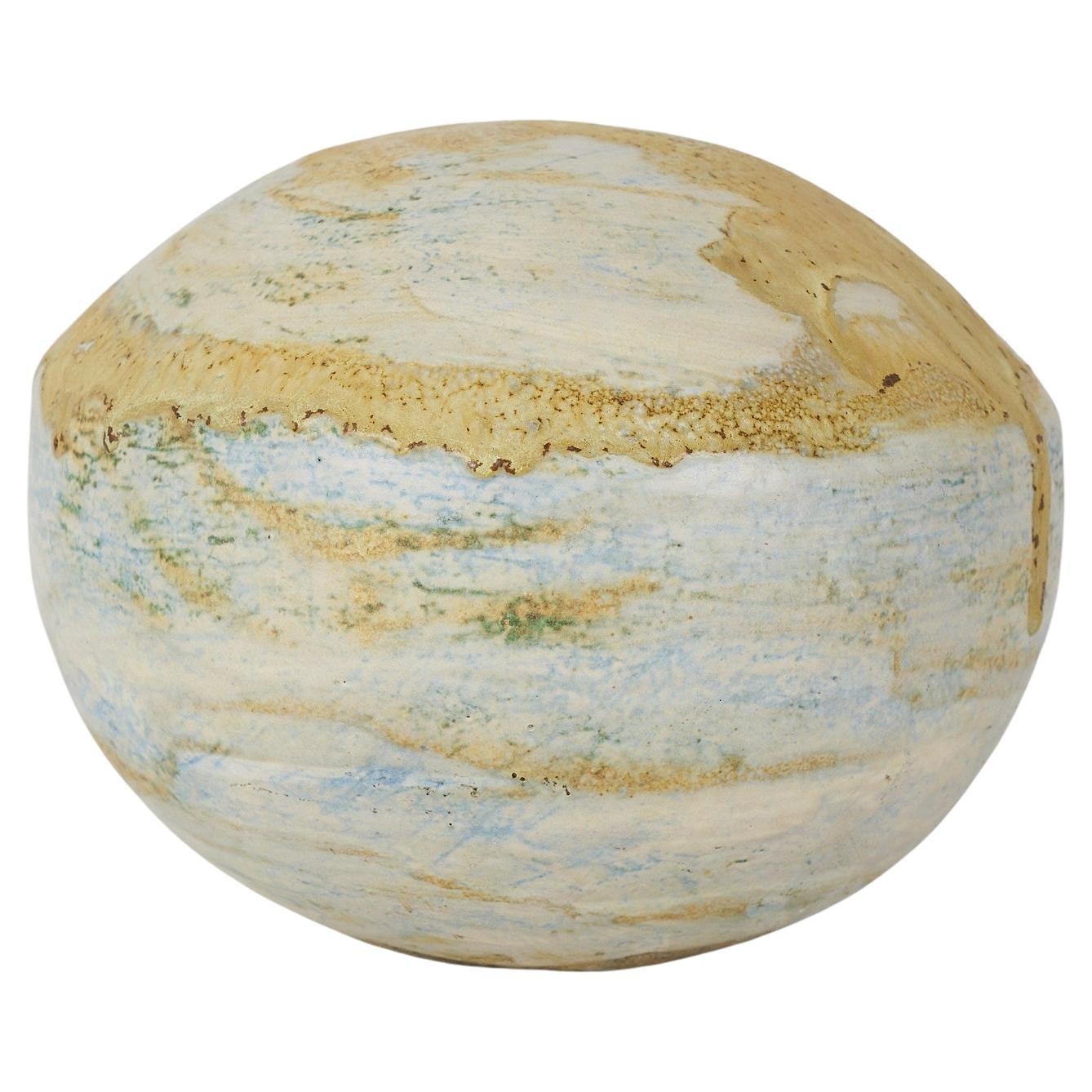 Studio Ceramic "Globe" Glazed Sculpture For Sale