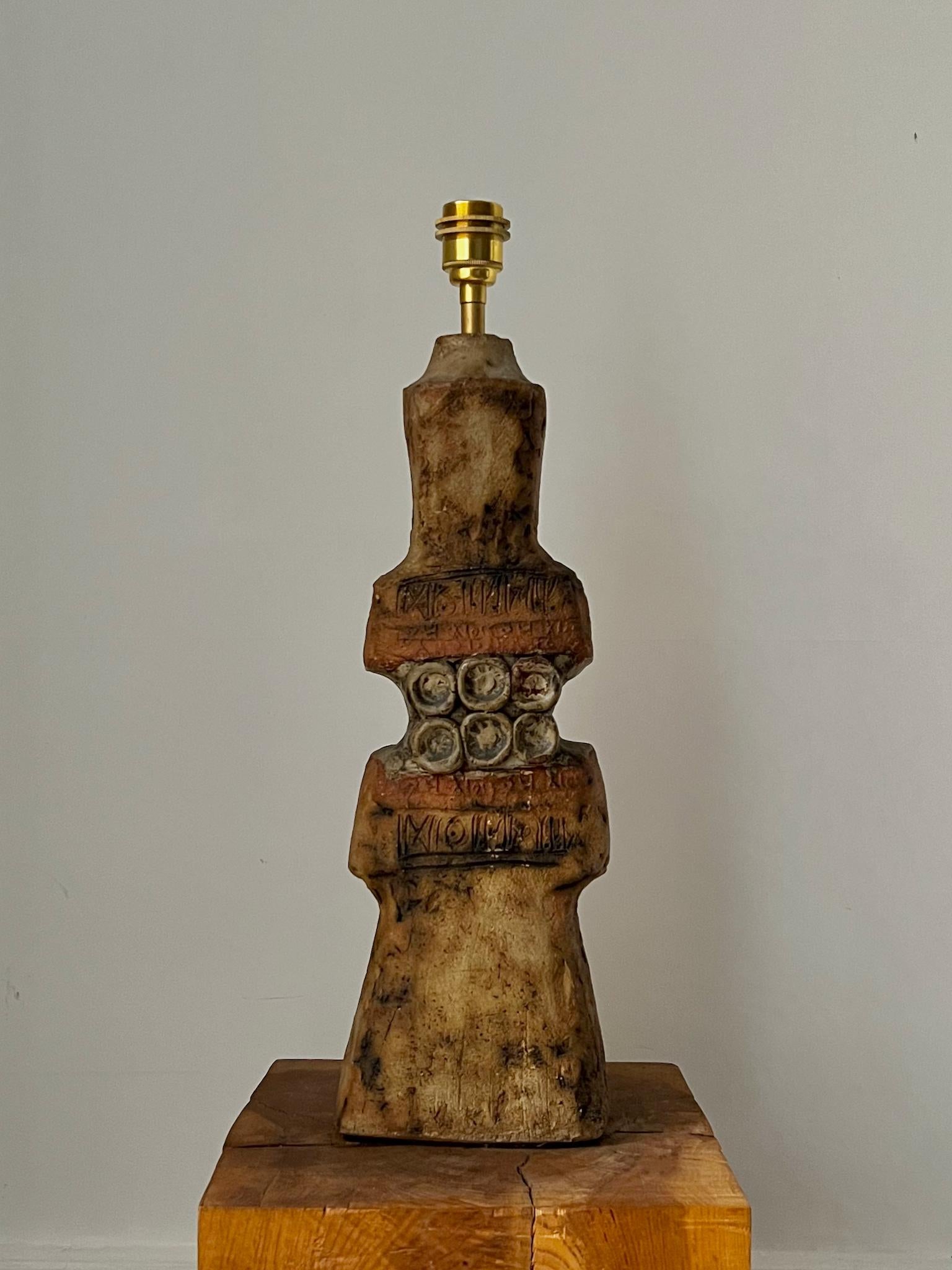 Studio-Keramiklampe in Naturtönen von Bernard Rooke, England Mitte des 20. (Moderne der Mitte des Jahrhunderts) im Angebot