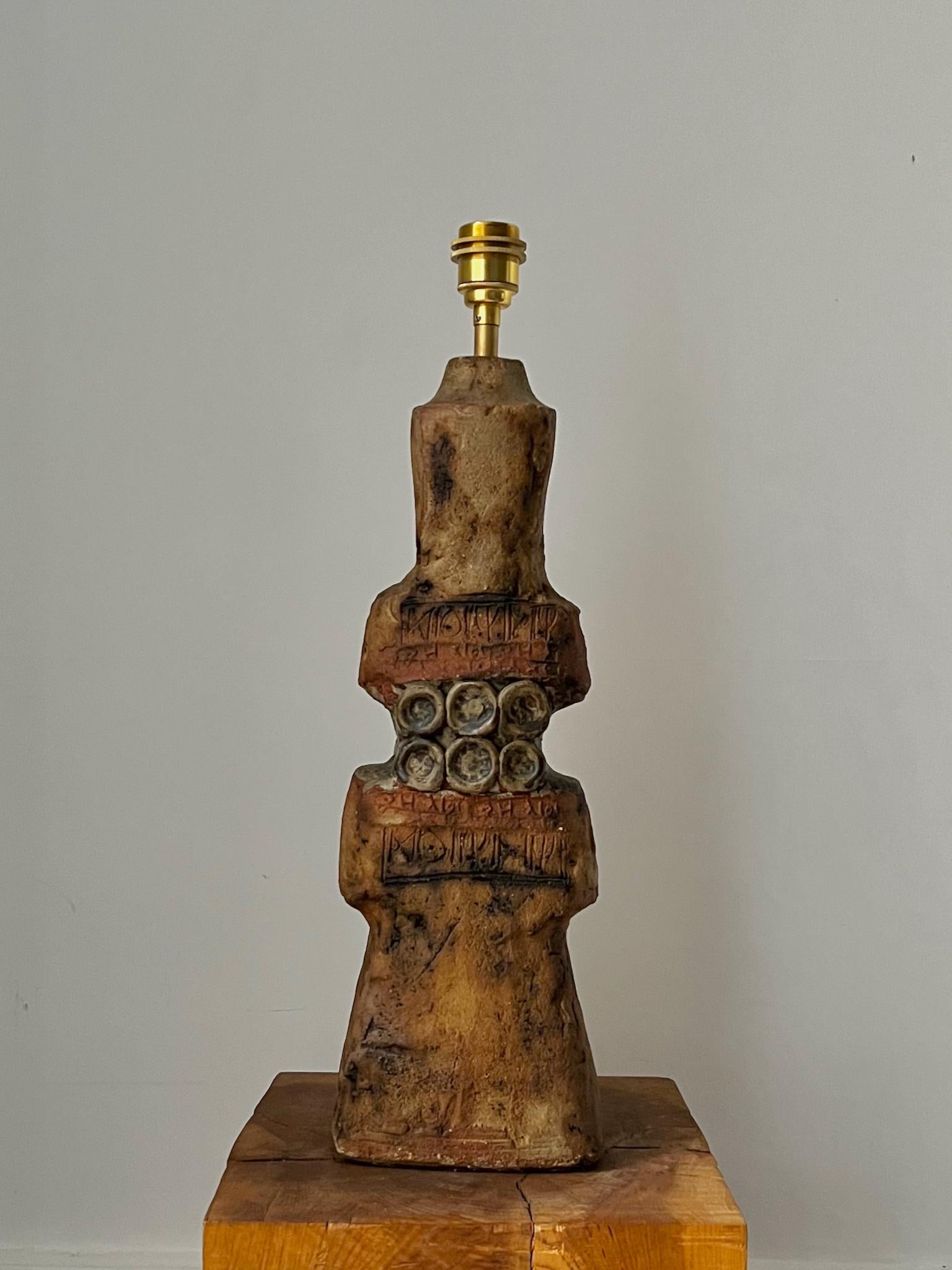 Studio-Keramiklampe in Naturtönen von Bernard Rooke, England Mitte des 20. im Zustand „Gut“ im Angebot in London, GB