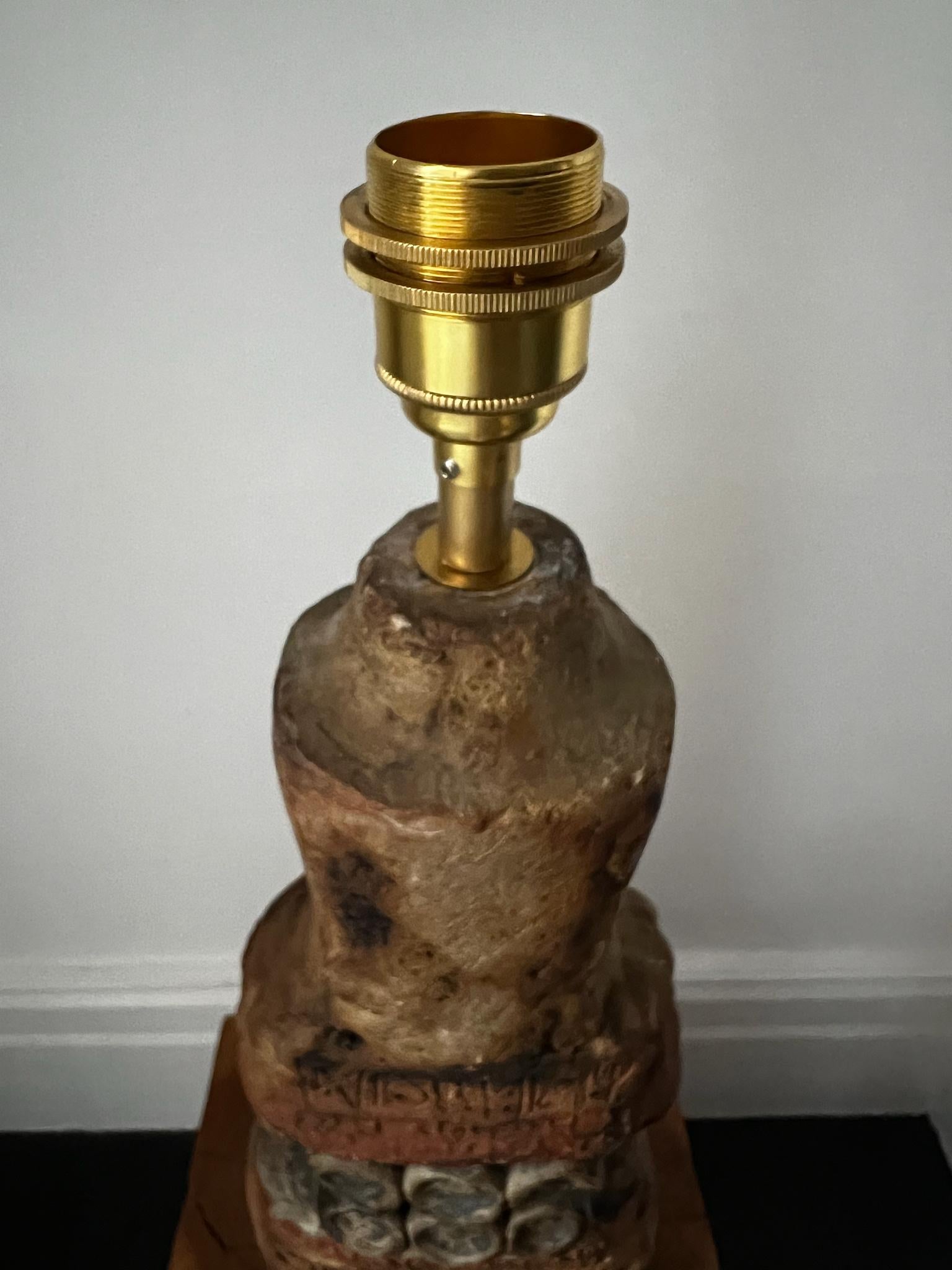 Studio Ceramic Lamp in Natural Tones by Bernard Rooke, Mid-20th Century England 1