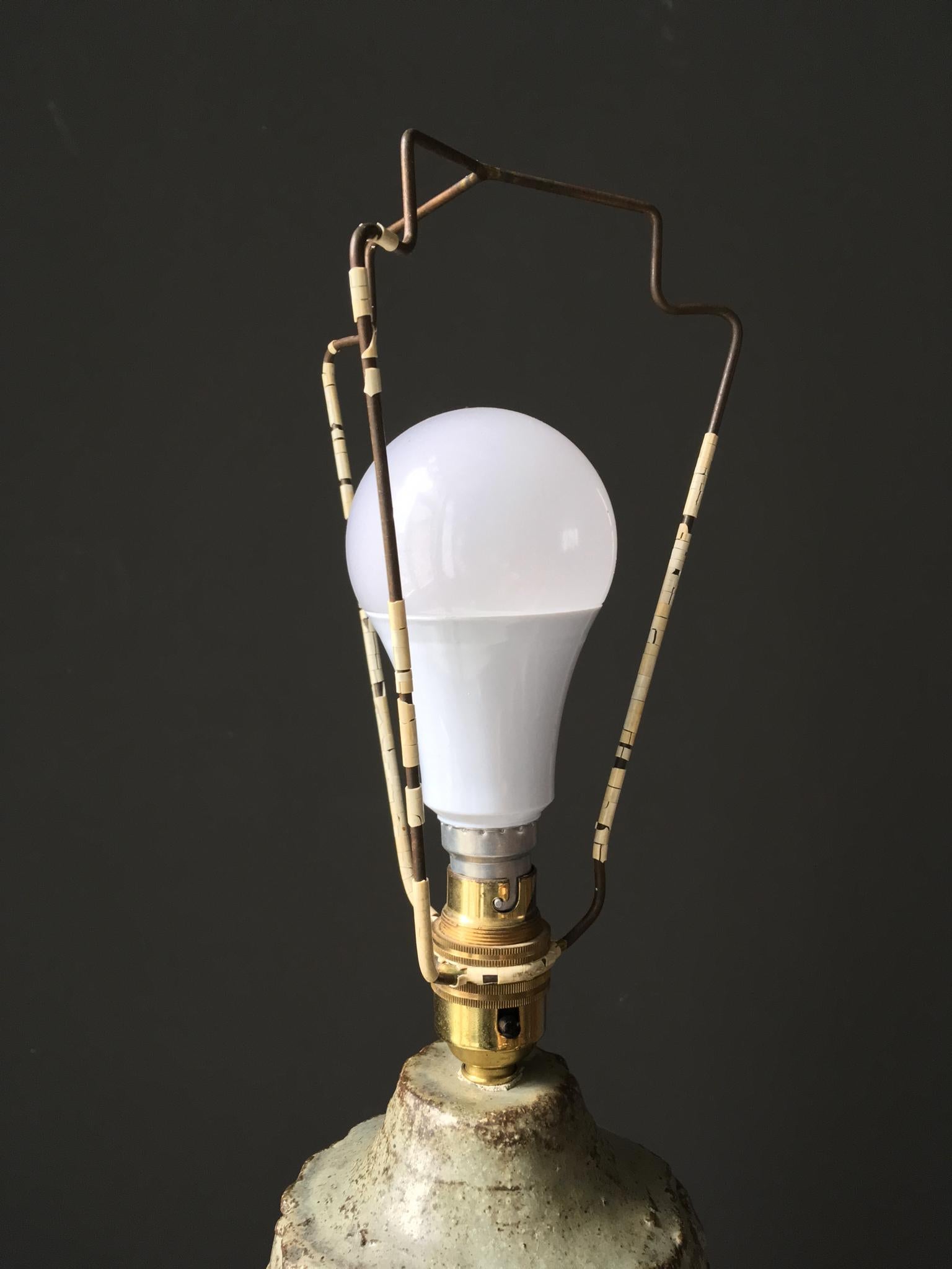 Studio Ceramic Lamp in Natural Tones by Bernard Rooke, Mid-20th Century England 2