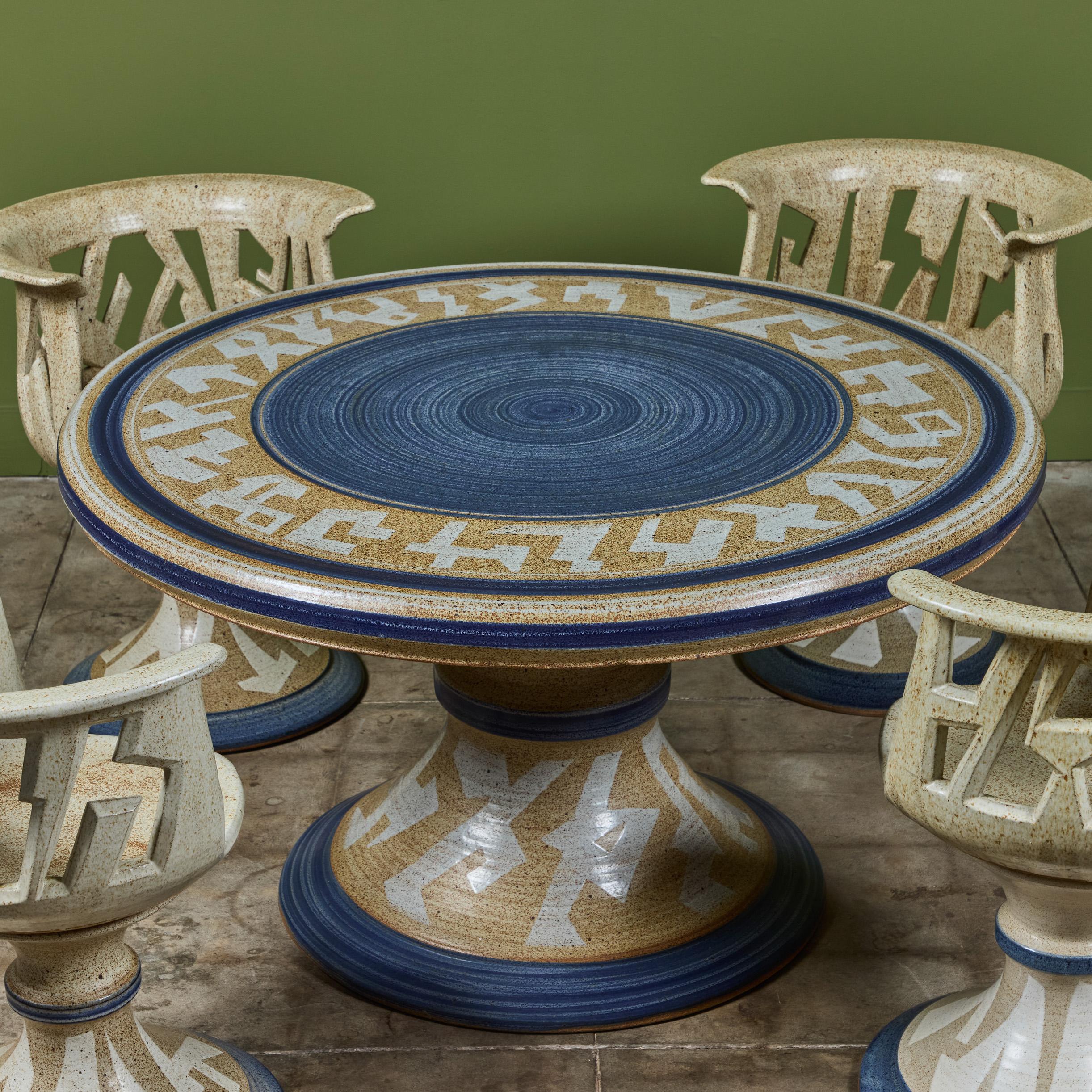 Mid-Century Modern Studio Ceramic Patio Dining Set by Joel Cottet