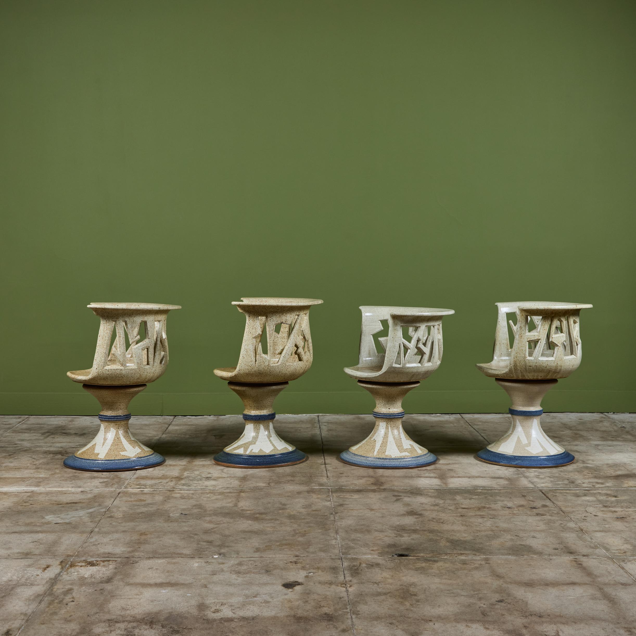 Glazed Studio Ceramic Patio Dining Set by Joel Cottet